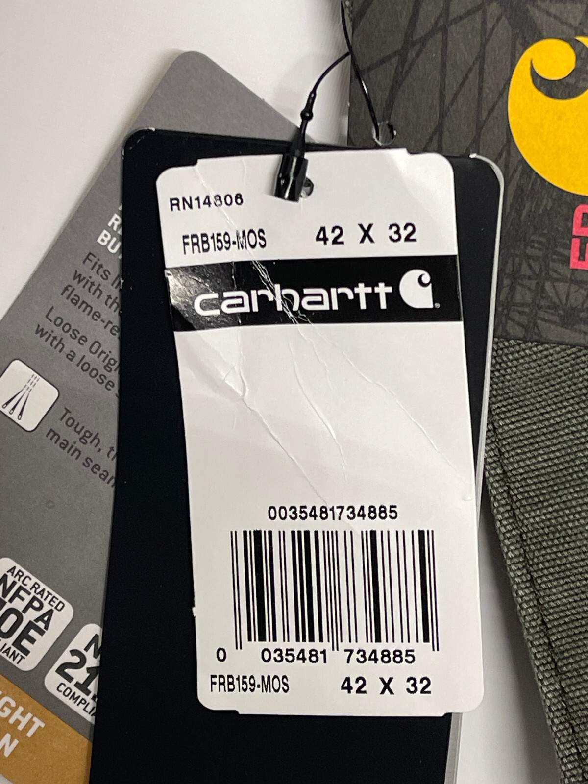 Carhartt FRB159-MOS Flame Resistant Cat 2 Moss Men 42×32 NWT FR NFPA Pants