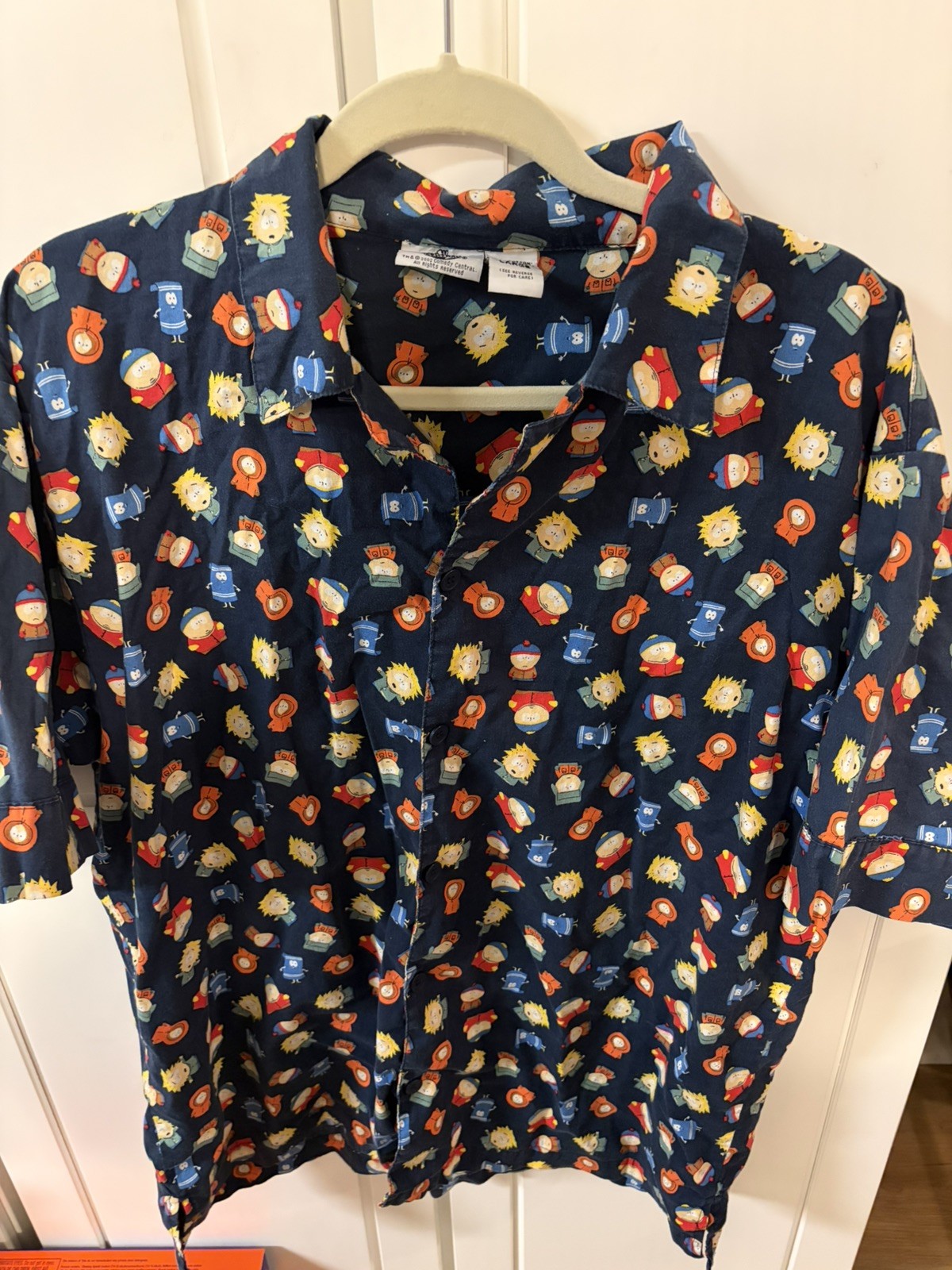 2002 South Park AOP Short Sleeve Button Up Shirt Men’s Large Comedy Central