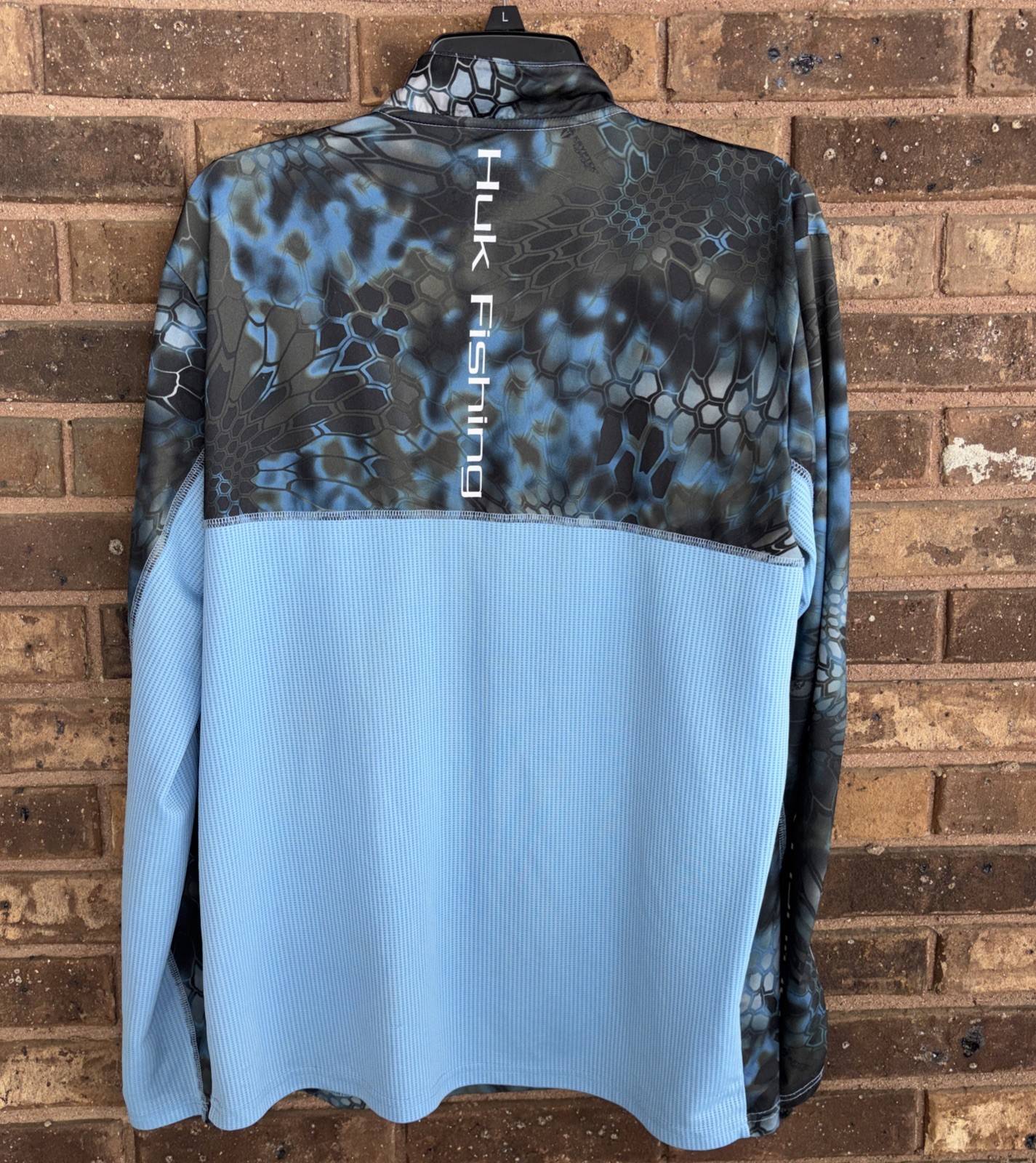 HUK Fishing Pullover Mens Medium Kryptek Neptune 1/4 Zip Long Slv Camo Shirt 42”