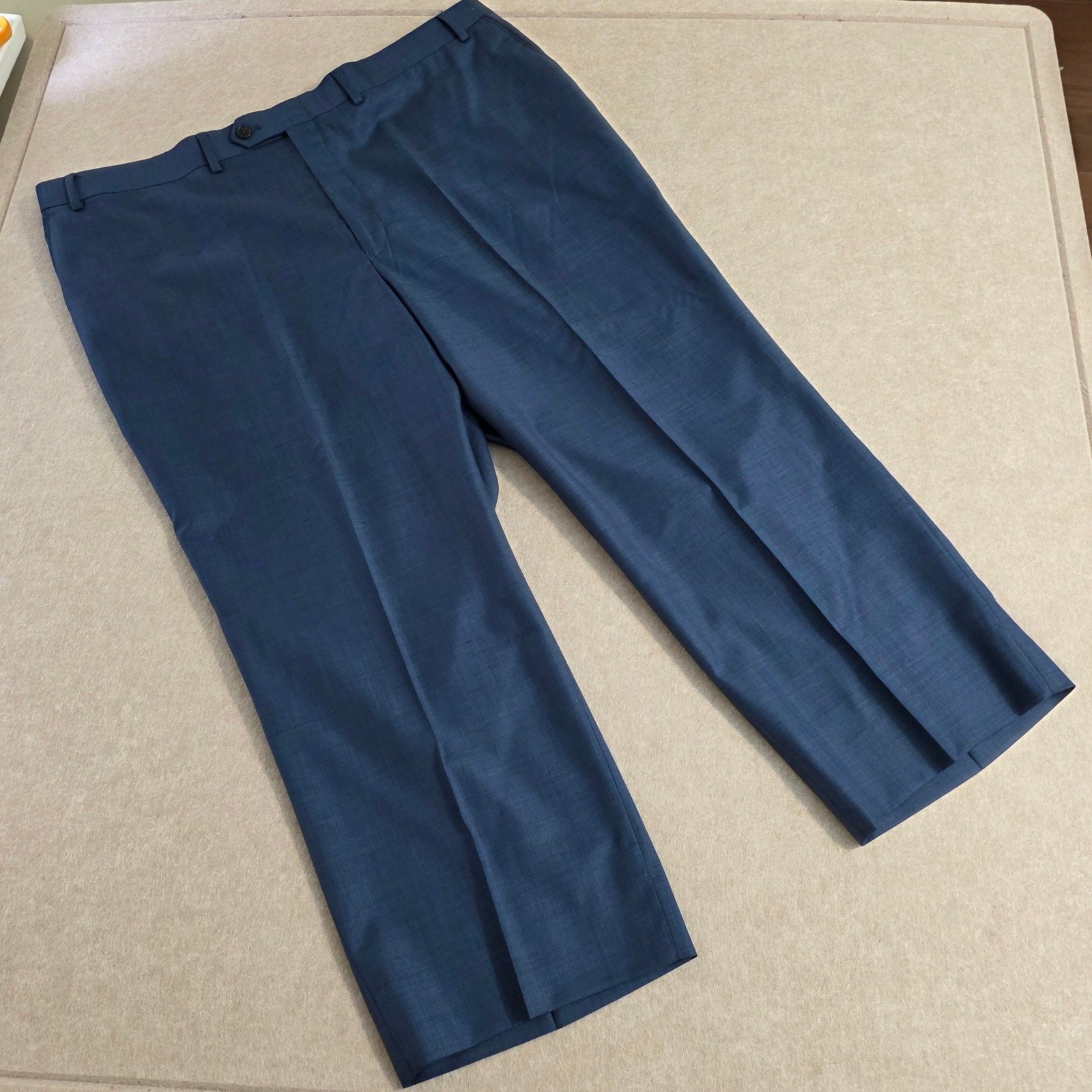 Lauren Ralph Lauren 48S Blue Sharkskin Wool Suit 44″ Waist 26″ Inseam Tailored
