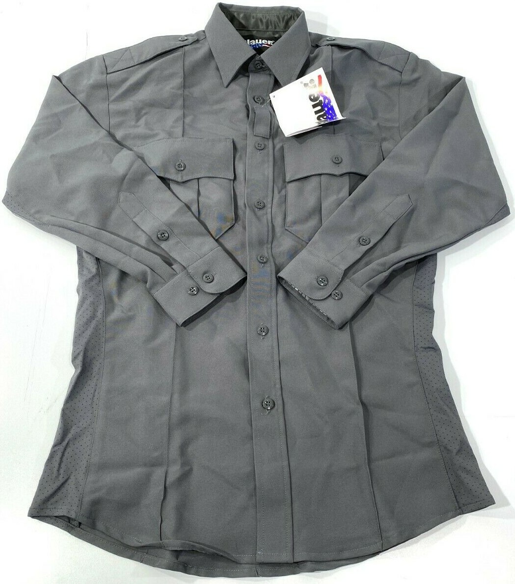 NEW BLAUER MENS LONG SLEEVE POLYESTER SUPERSHIRT SHIRT 8670 GREY 15.5 x 31″
