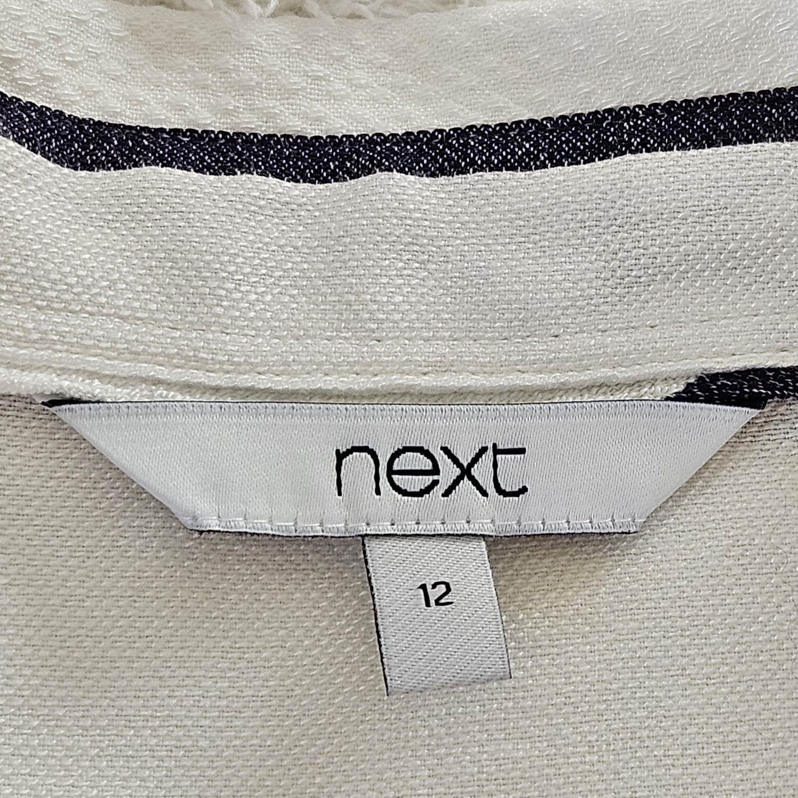 Next Size 12 – Black & White Stripe Shirt – Long Sleeved – Viscose & Cotton VGC
