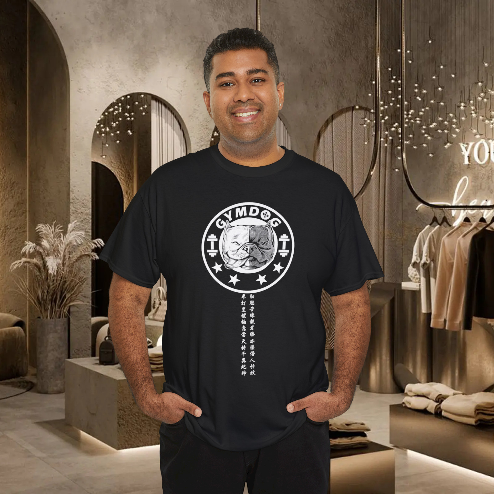Gym Bulldog Strength Training Fitness Emblem Graphic T-Shirt