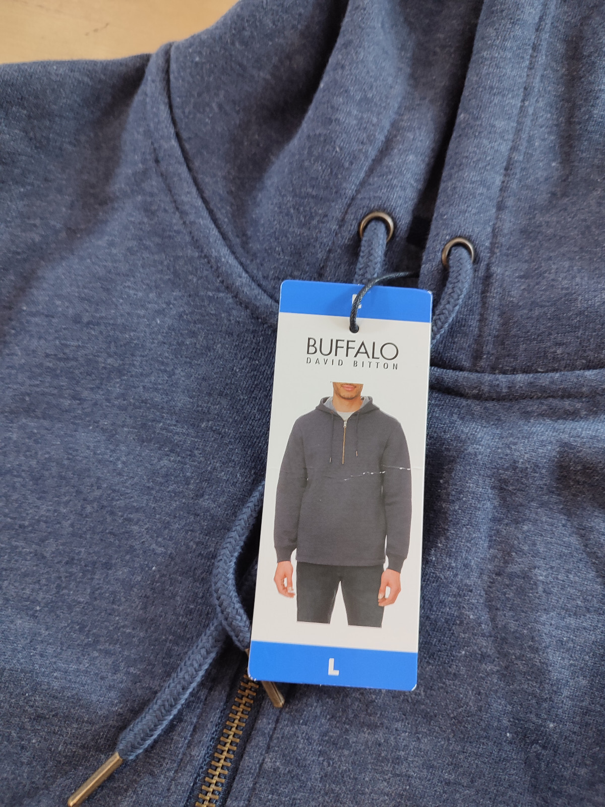 Buffalo David Bitton Men’s Half-Zip Fleece Hoodie Hooded Jacket Blue Size Large