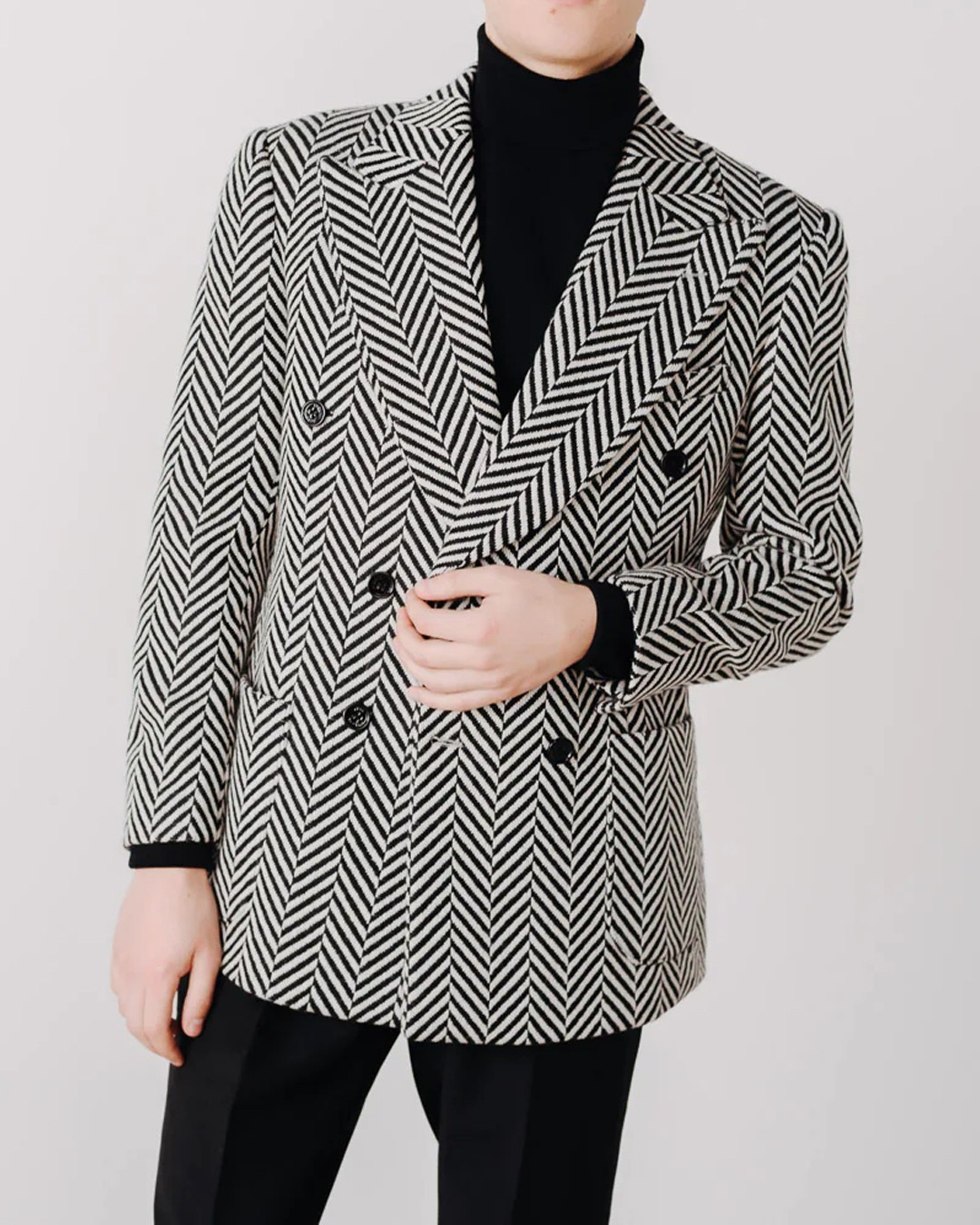 Business Men Suits Herringbone Wedding Party Tuxedos Tailored Wool Blend Tweed