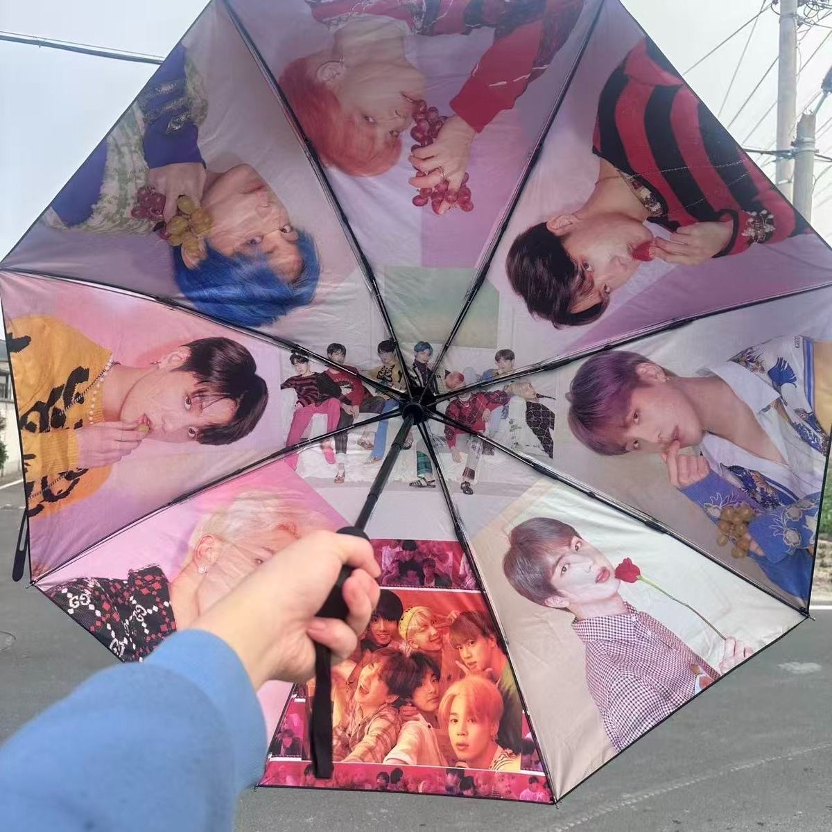 BTS Fan Umbrella: Windproof and UV-Protective—For Both Sun and Rain