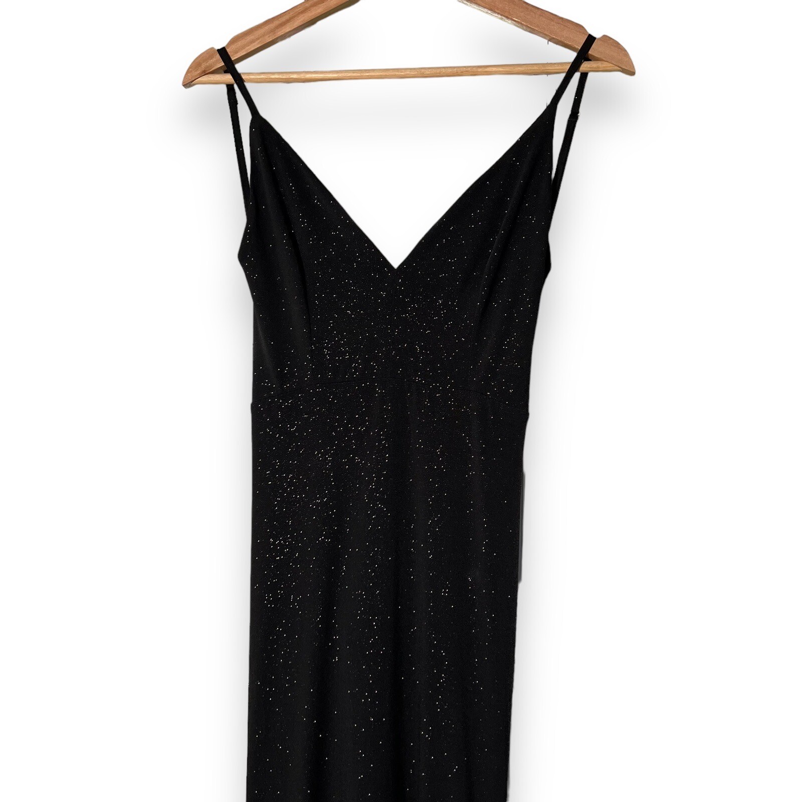 Ladivine By Cinderella Divine Black Glitter Fitted Long Rauch Mermaid Dress S