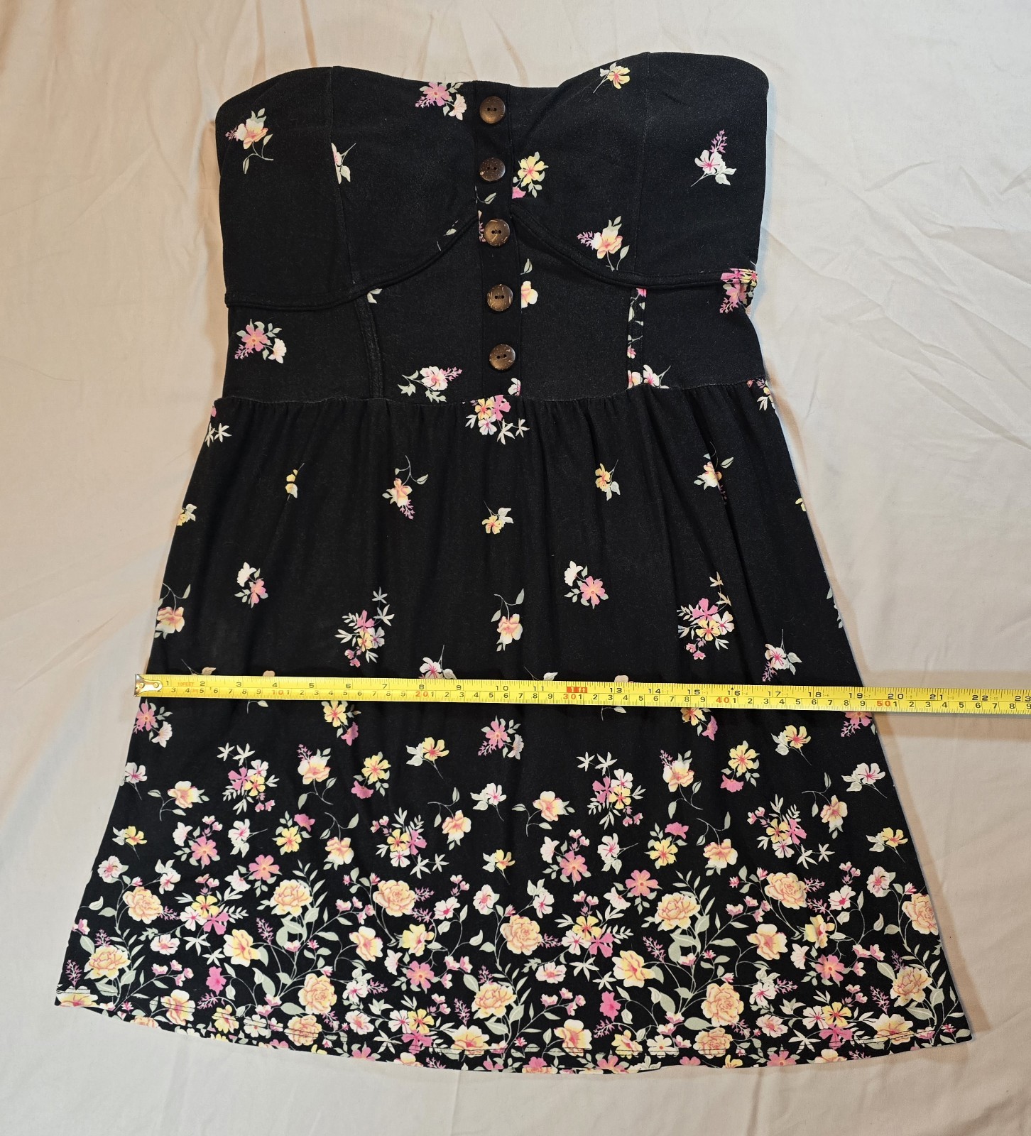 No Boundaries Floral Strapless Button Front Juniors L 11-13 Y2K Style Aesthetic