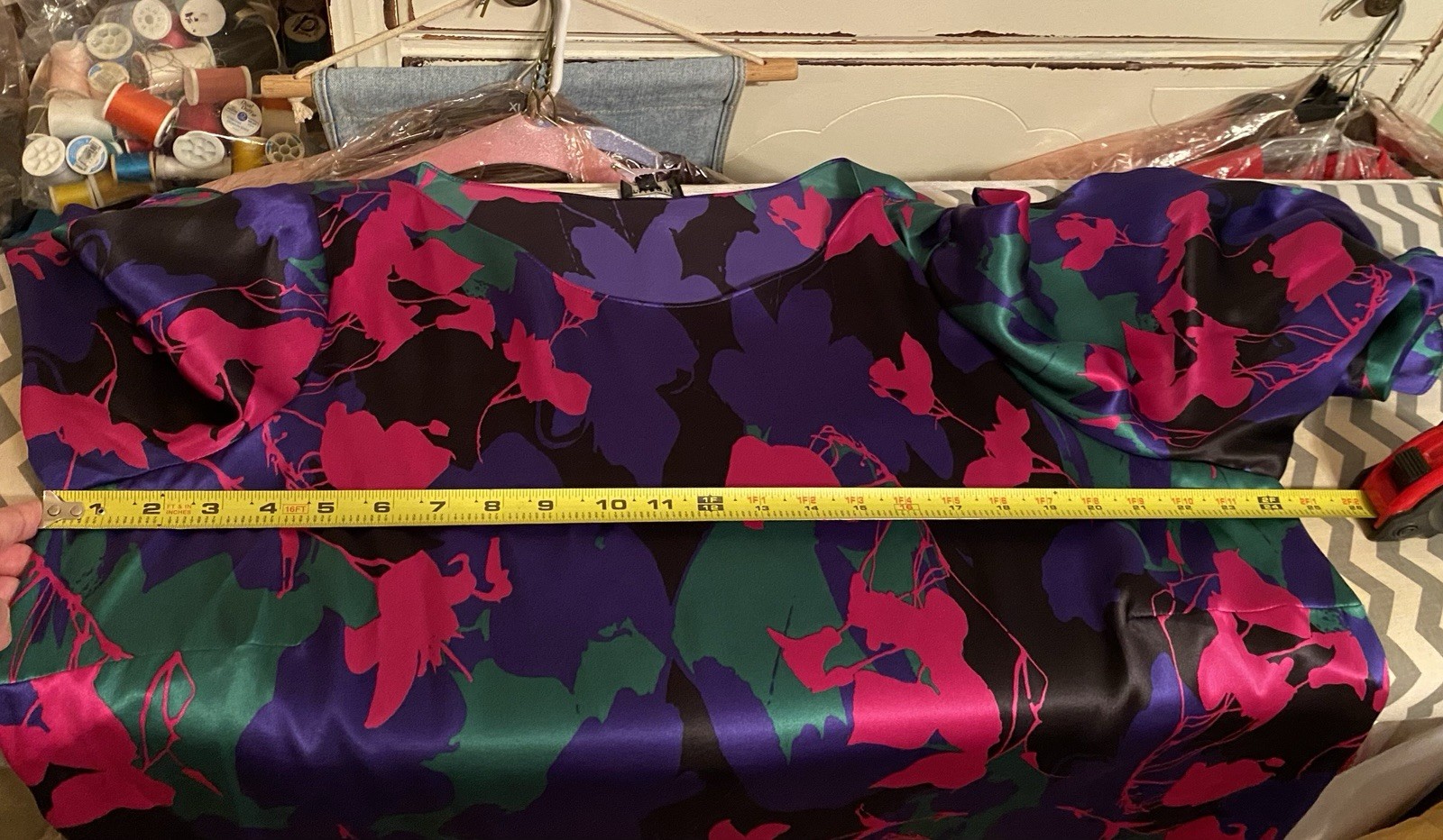 Talbots Wom +18W Multicolor 100% Silk Blouse Slit Sleeves
