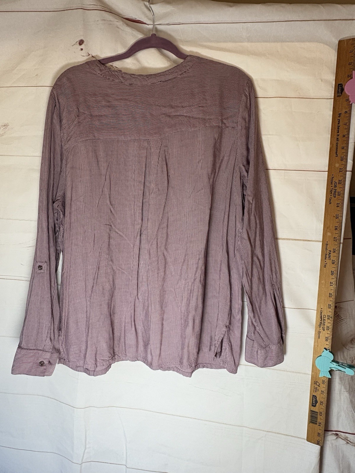Bandolino Trinity Roll Tab Long Sleeve Top Cabernet Fig Women’s Sz XL