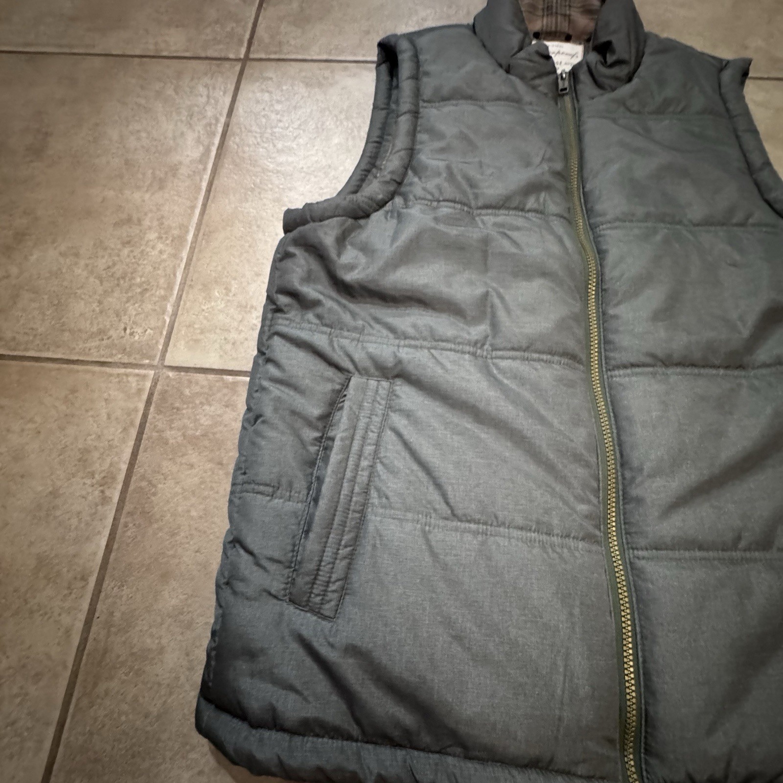 Weatherproof Vintage Blue Puffer Vest Full Zip Zipper Accents Pockets Men’s Med