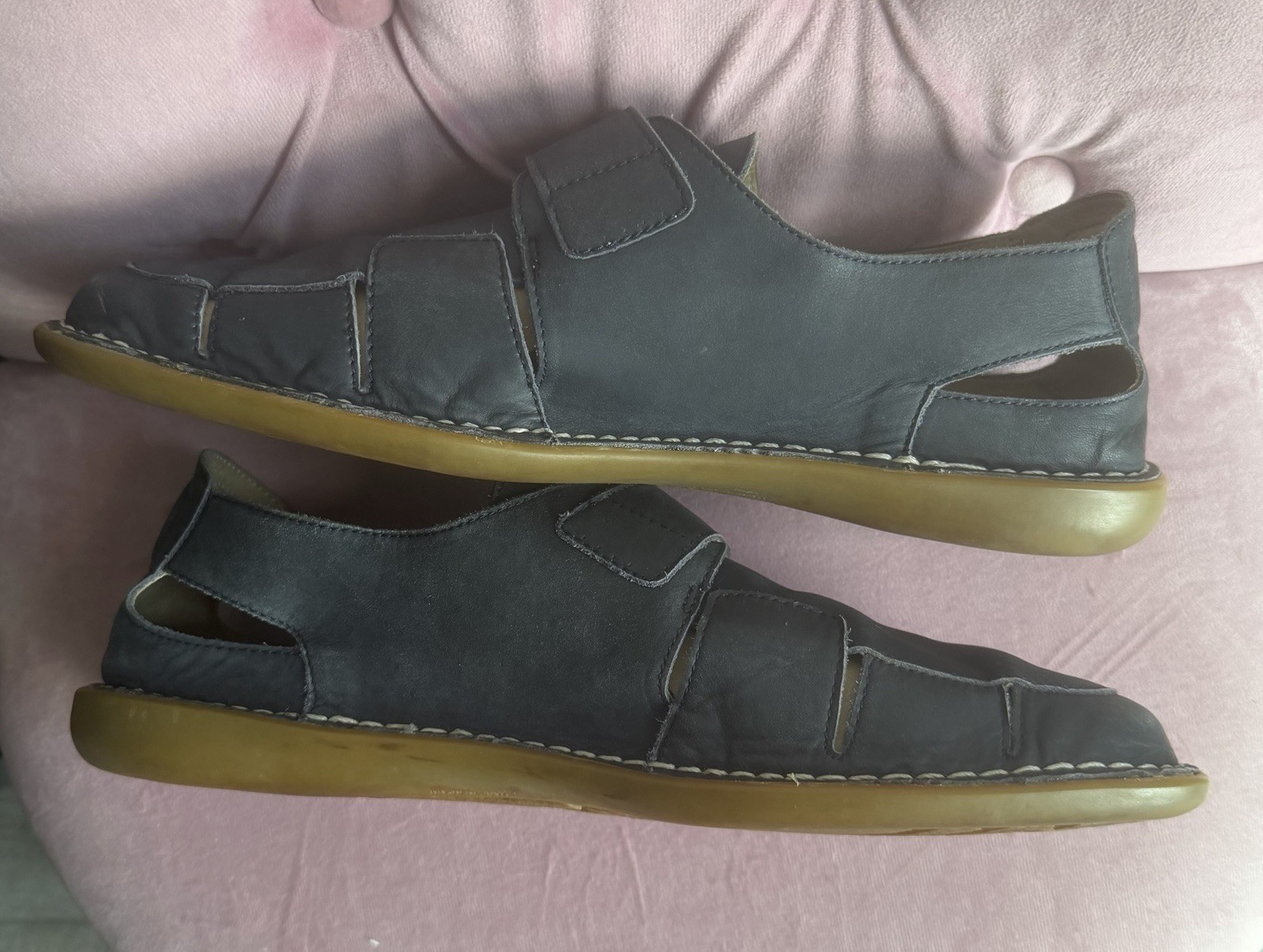 Callaghan Leather Casual Sandals Navy Made In Spain Sz 44/US 10.5
