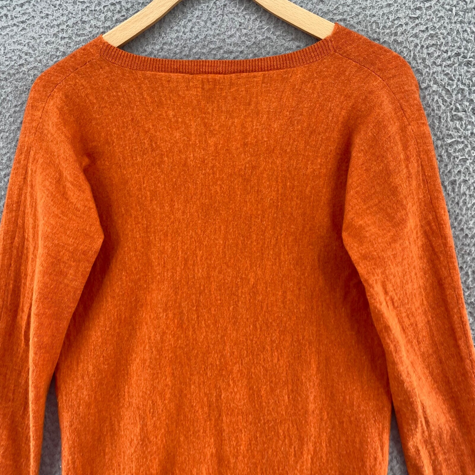 Talbots Sweater Women Medium Orange Pure Merino Wool Knit Tunic Cowl Pullover