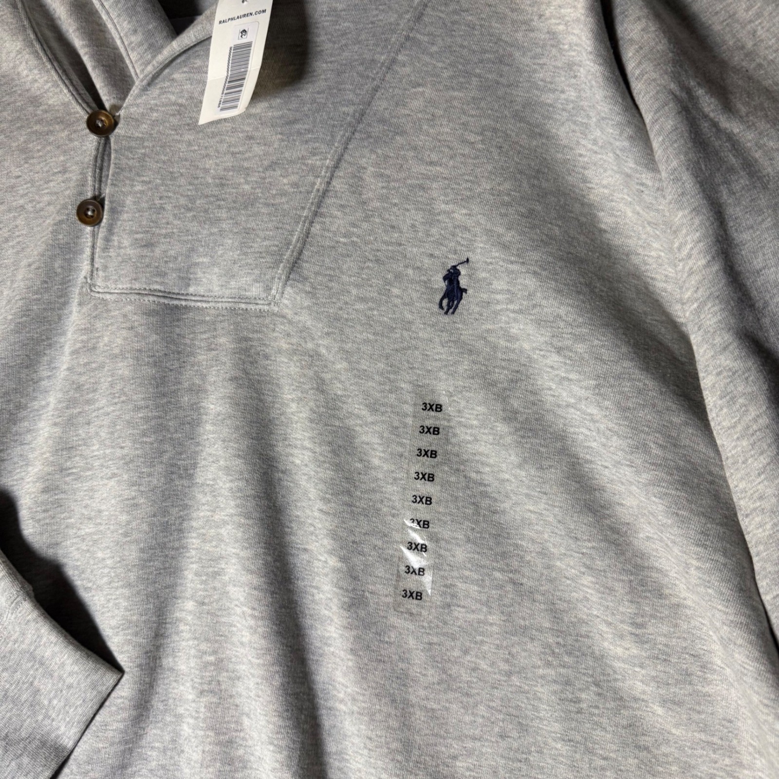Polo Ralph Lauren Mens 3XB Shawl Collar Sweatshirt Grey Elbow Patches NWT