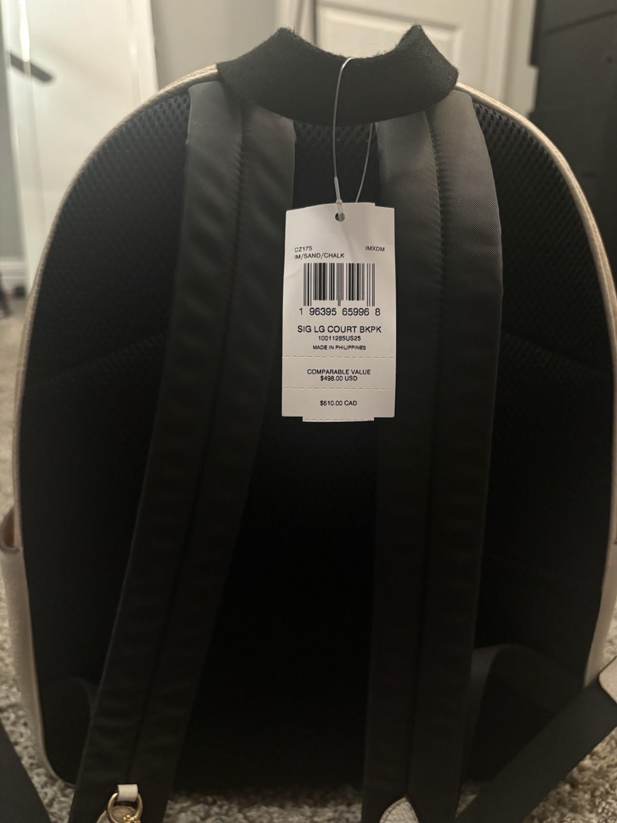 Coach Signature Court Large Backpack Sand/Chalk Zip Closure Gold Hardware