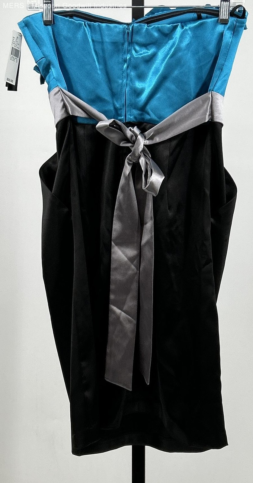 B Wear Too Womens Blue Black Silver 1110JBX Colorblock Polyester Strapless Dress