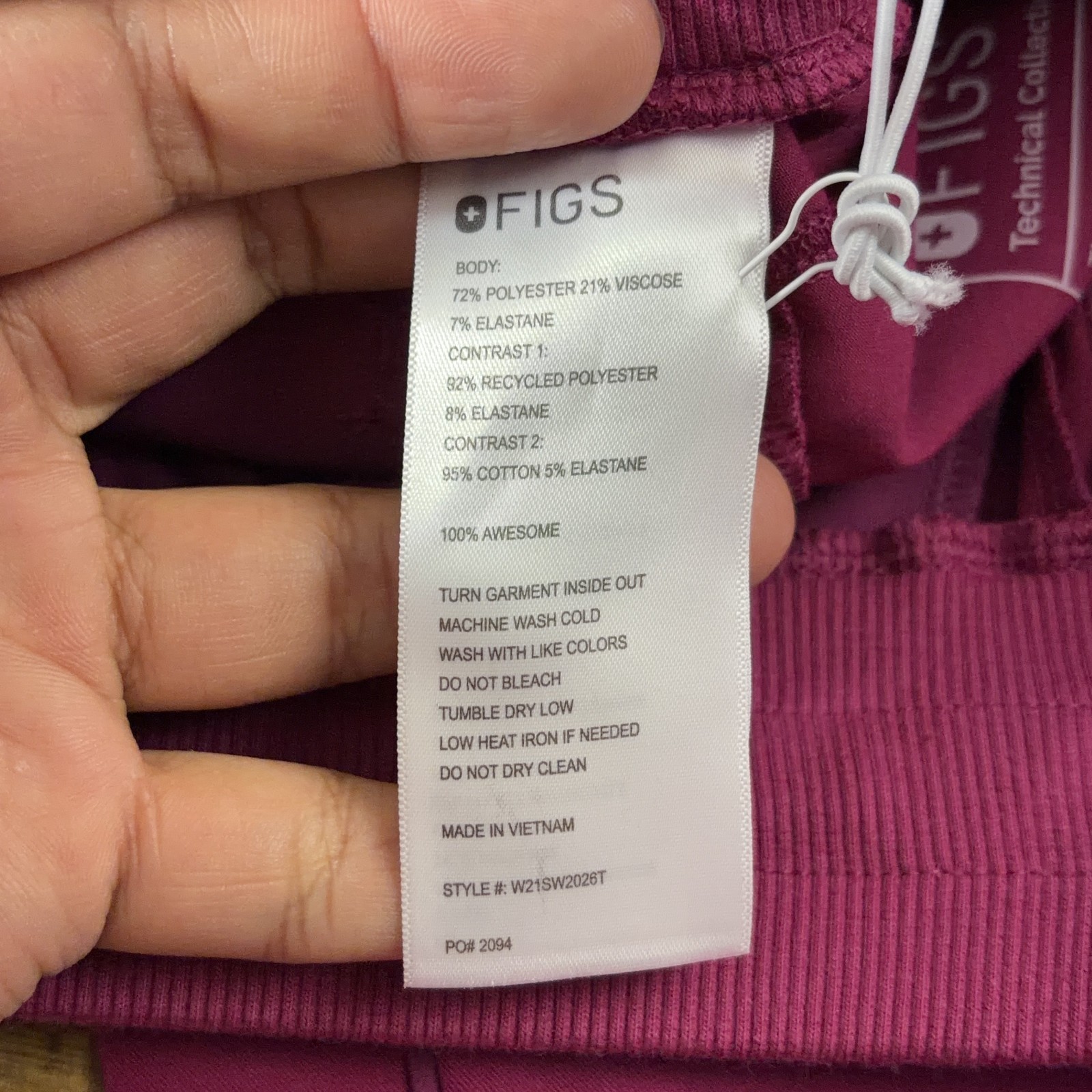 Figs Scrub Jogger Pants Boston Slim Womens Size XXS TALL Dark Magenta DKM