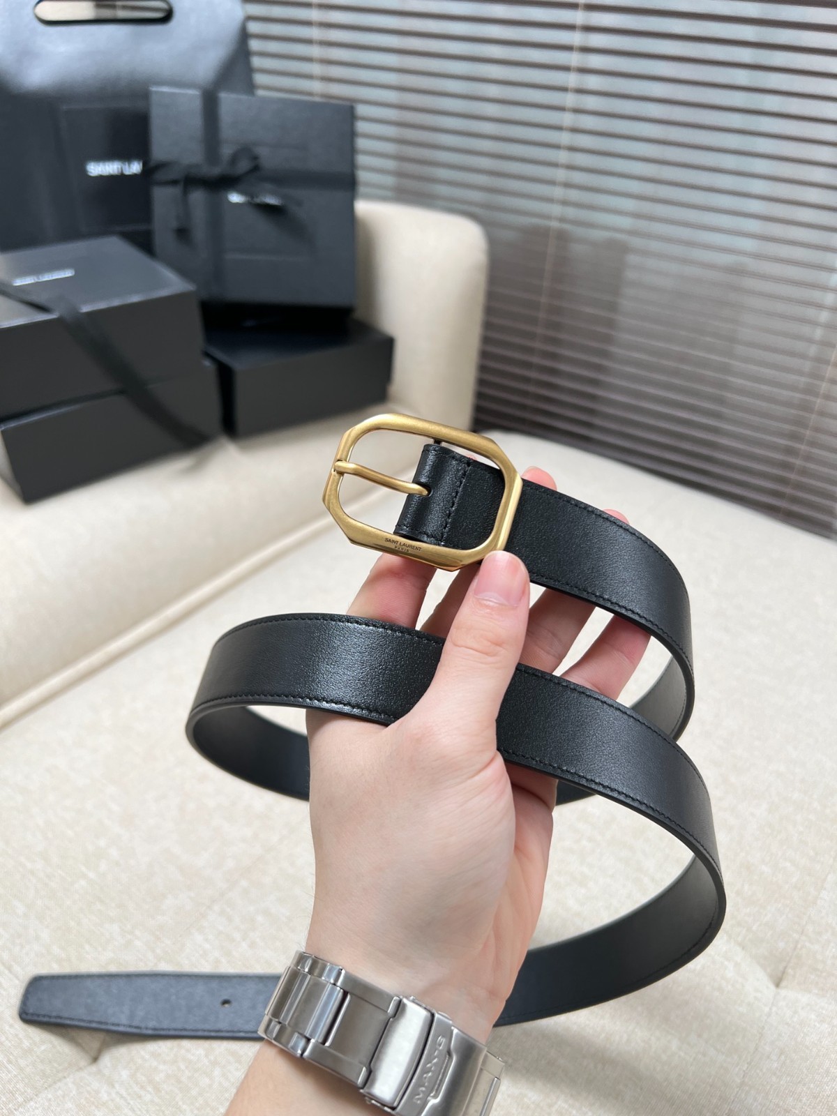 NEW Authentic Yves Saint Laurent Belt Width:3.0cm/1.18in YSL Black