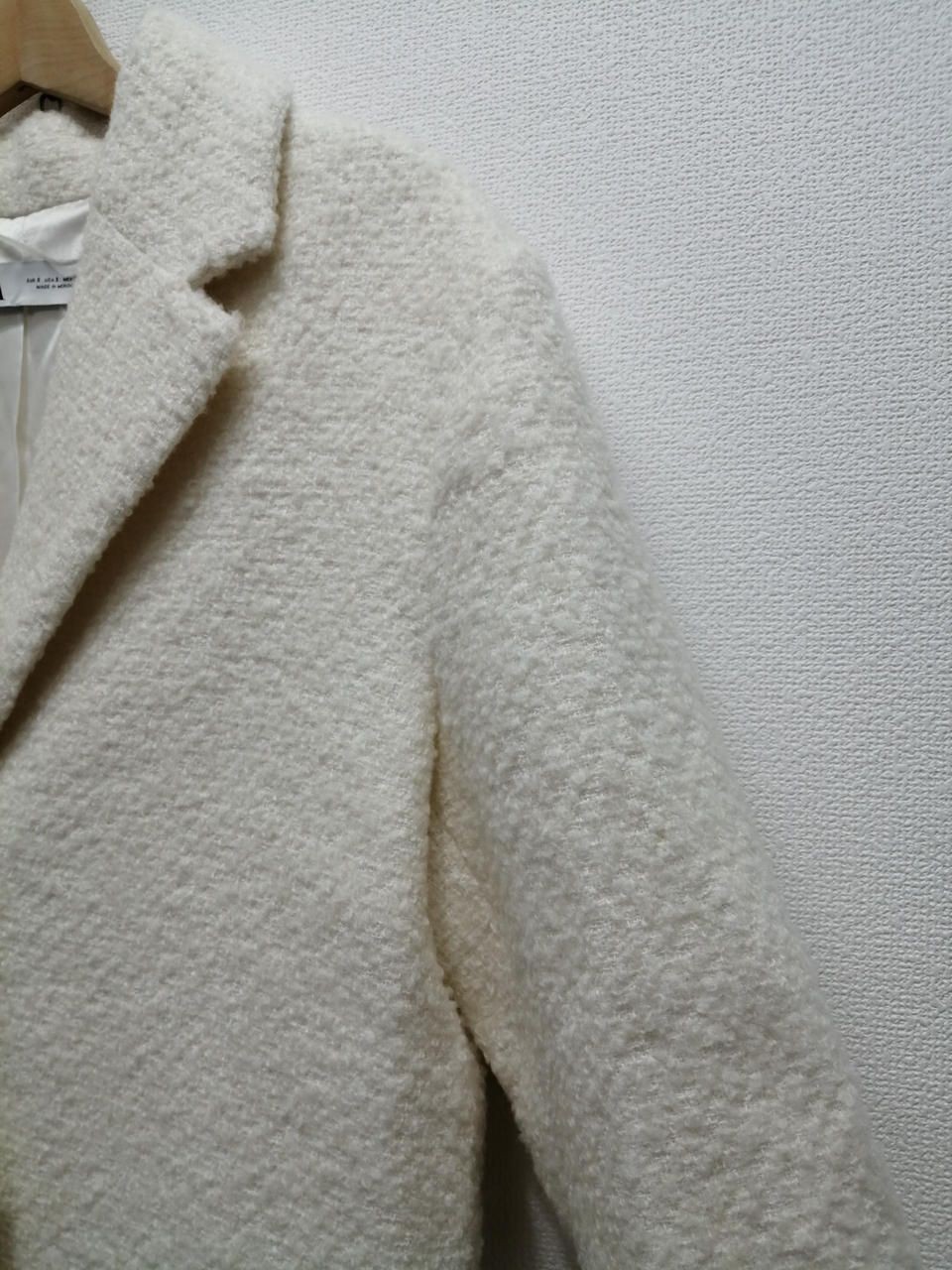 ZARA Straight Wool Blend Coat With Tags WHT S Used