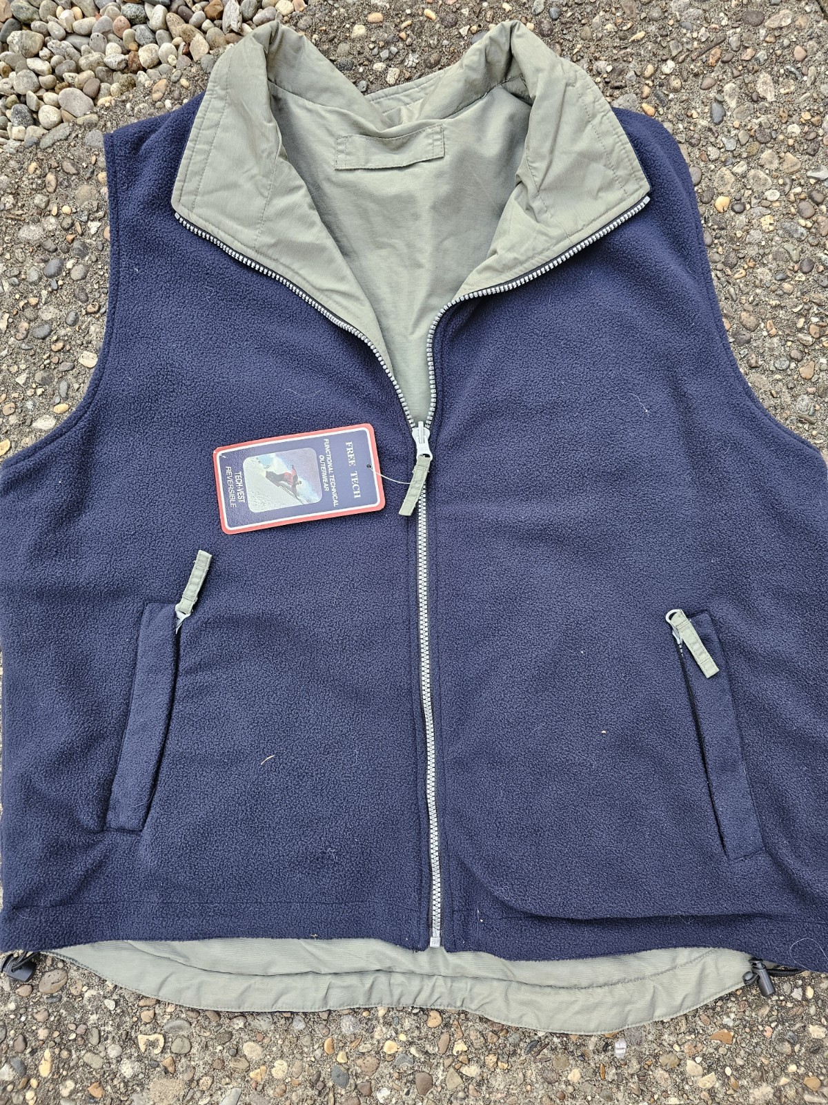 NWT Free Tech Reversible Vest Mens L Sage Green Navy Blue Fleece Gorpcore Hiking