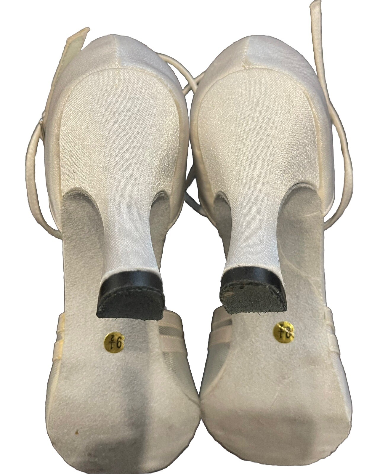 Ballroom/Latin Go Go Dance Shoes Pro Soft Open Toe Strappy Satin Ivory Mesh S9.5