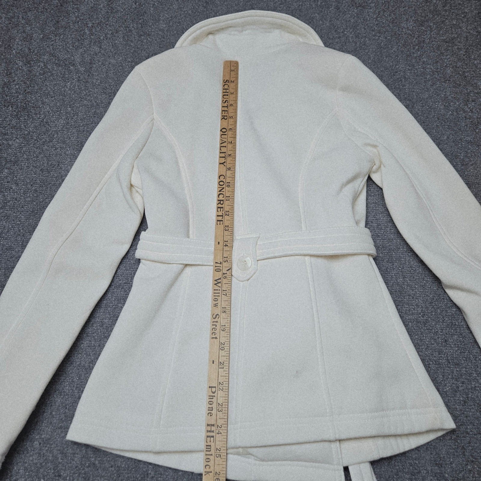 J2 Jou Jou Double Breasted Peacoat Small Beige Cream Belted Pockets Coat Jacket