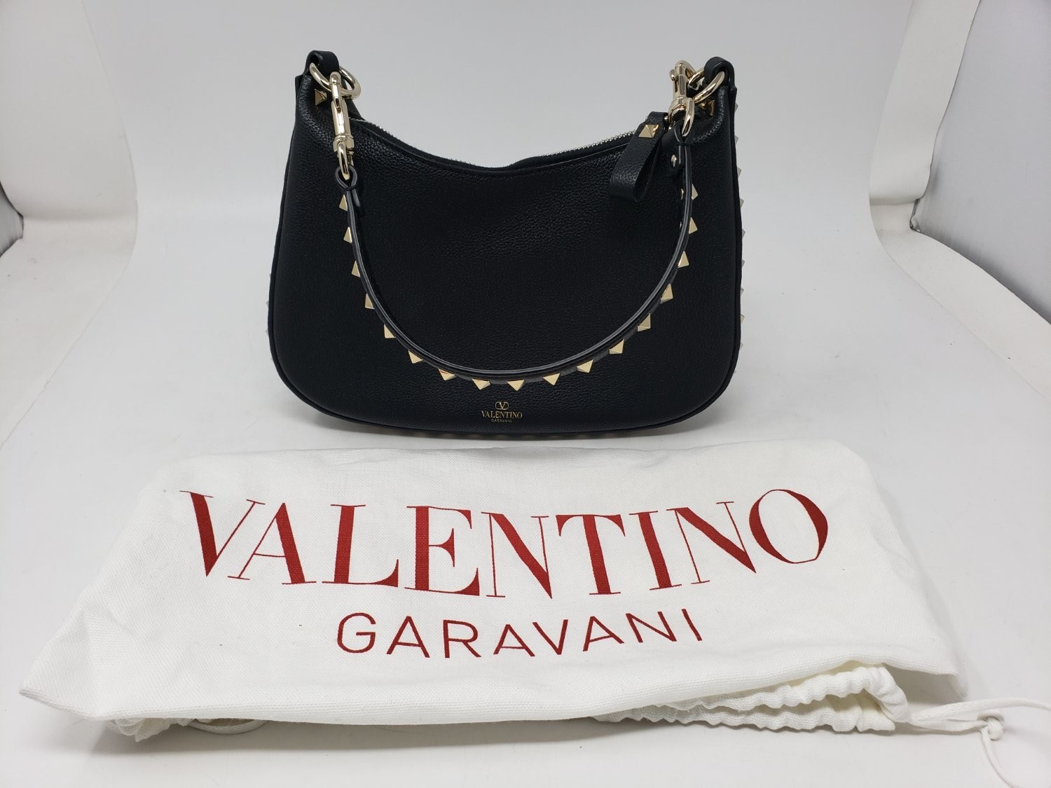 Valentino Garavani Rockstud Womens S Black Handbag Detachable Shoulder Strap