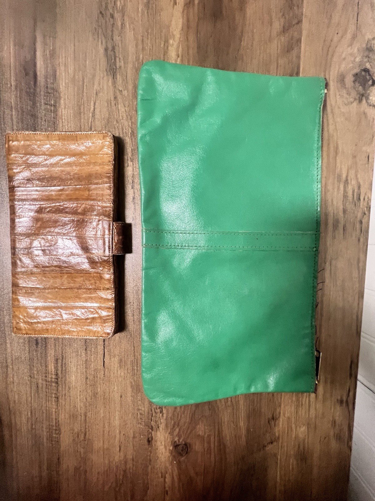 Pair of Vintage Leather Handmade Handbag & Eel Leather Wallet