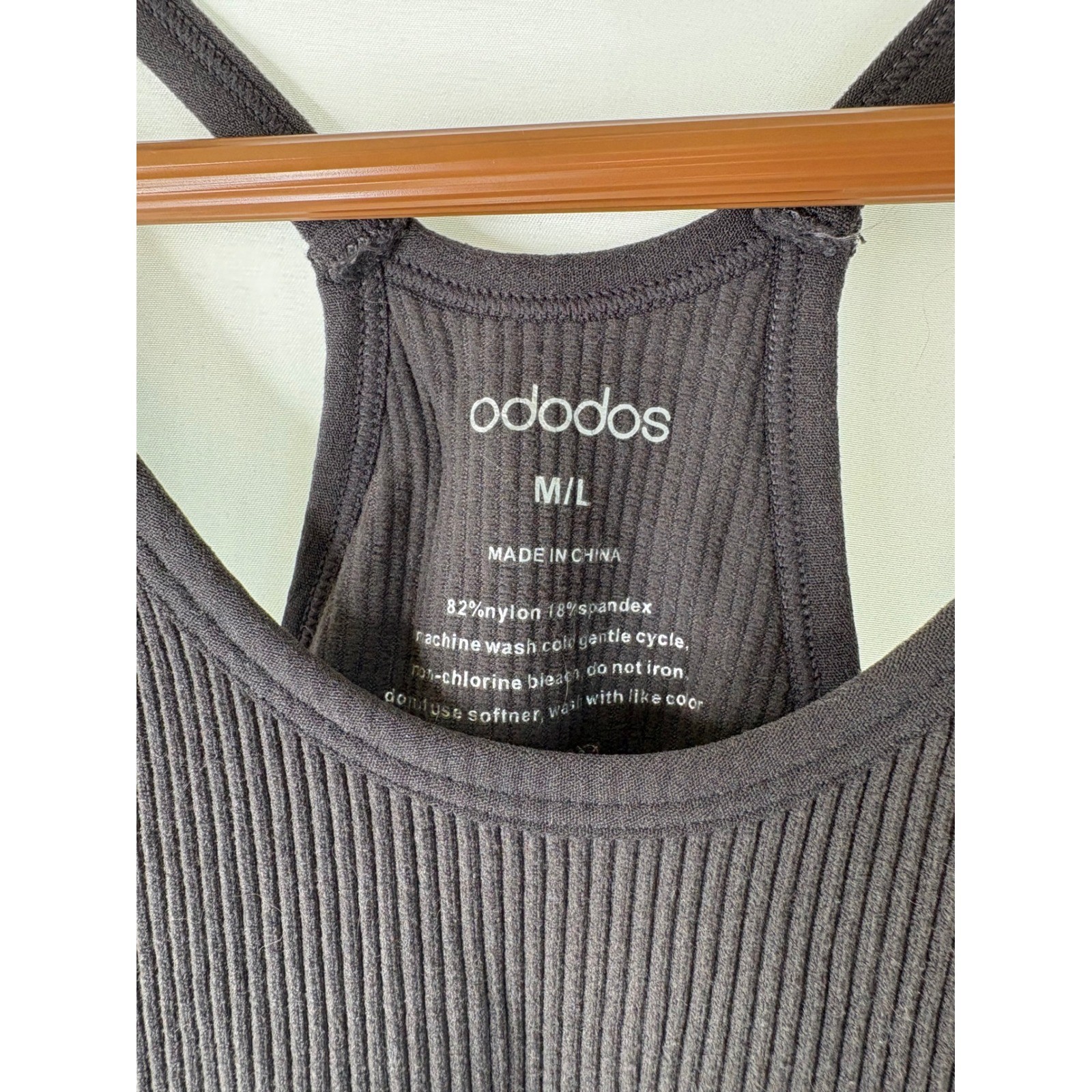 Ododos Ribbed Seamless Racerback Tank Top Dark Gray M/L Athletic Yoga Camisole