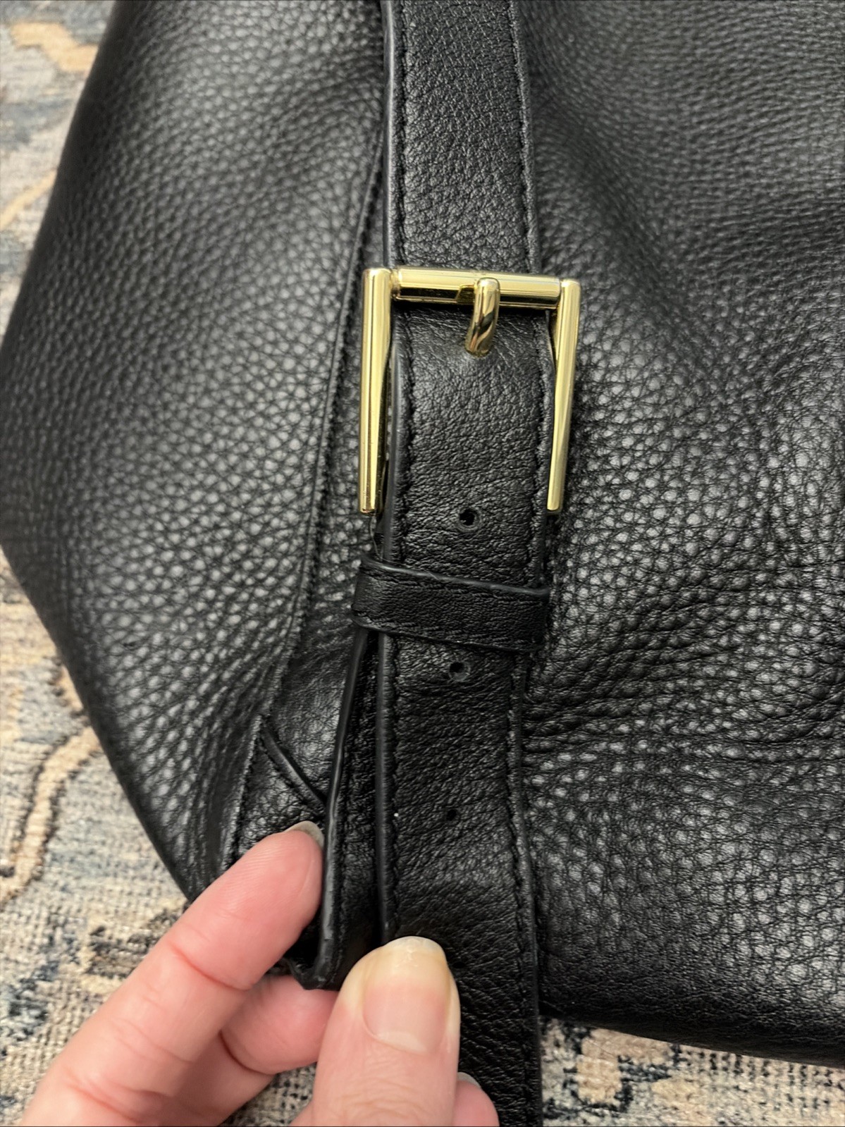 Tory Burch Black Pebbled Leather Backpack Handbag