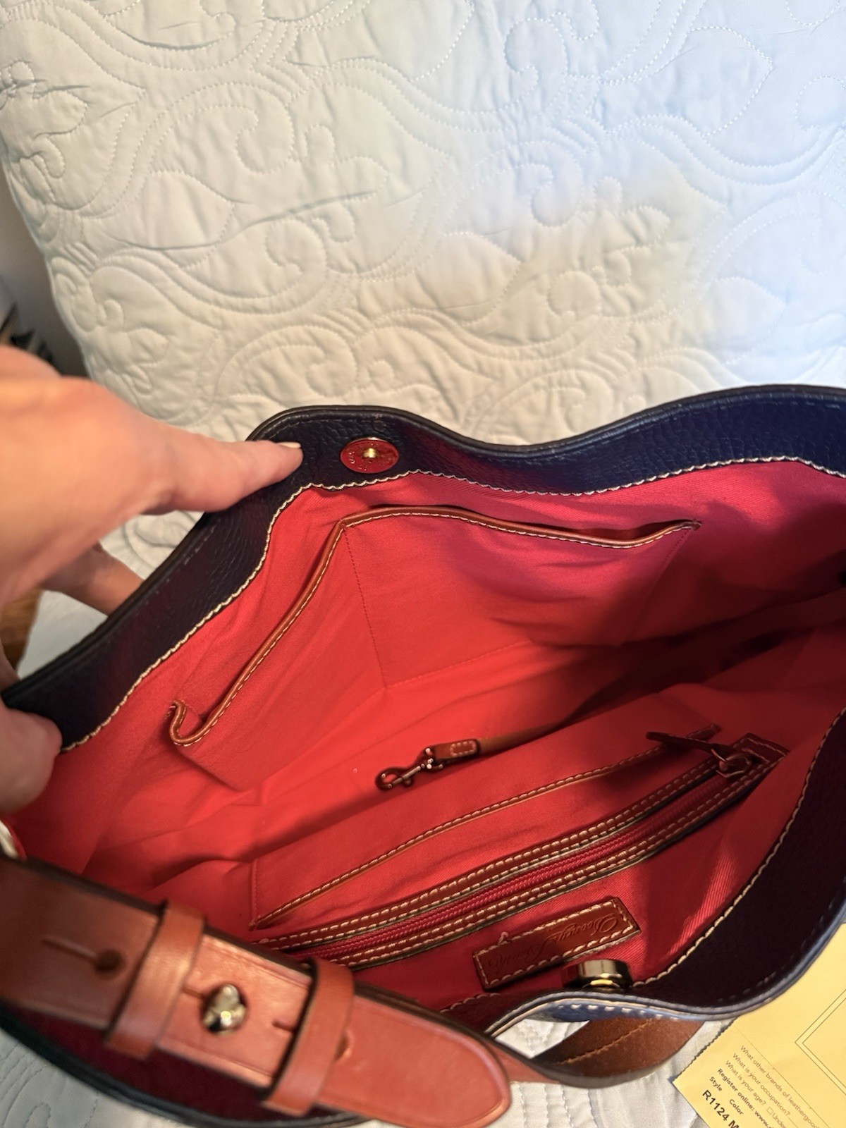 Dooney & Bourke Navy Pebbled Leather Cooper Hobo Shoulder Bag
