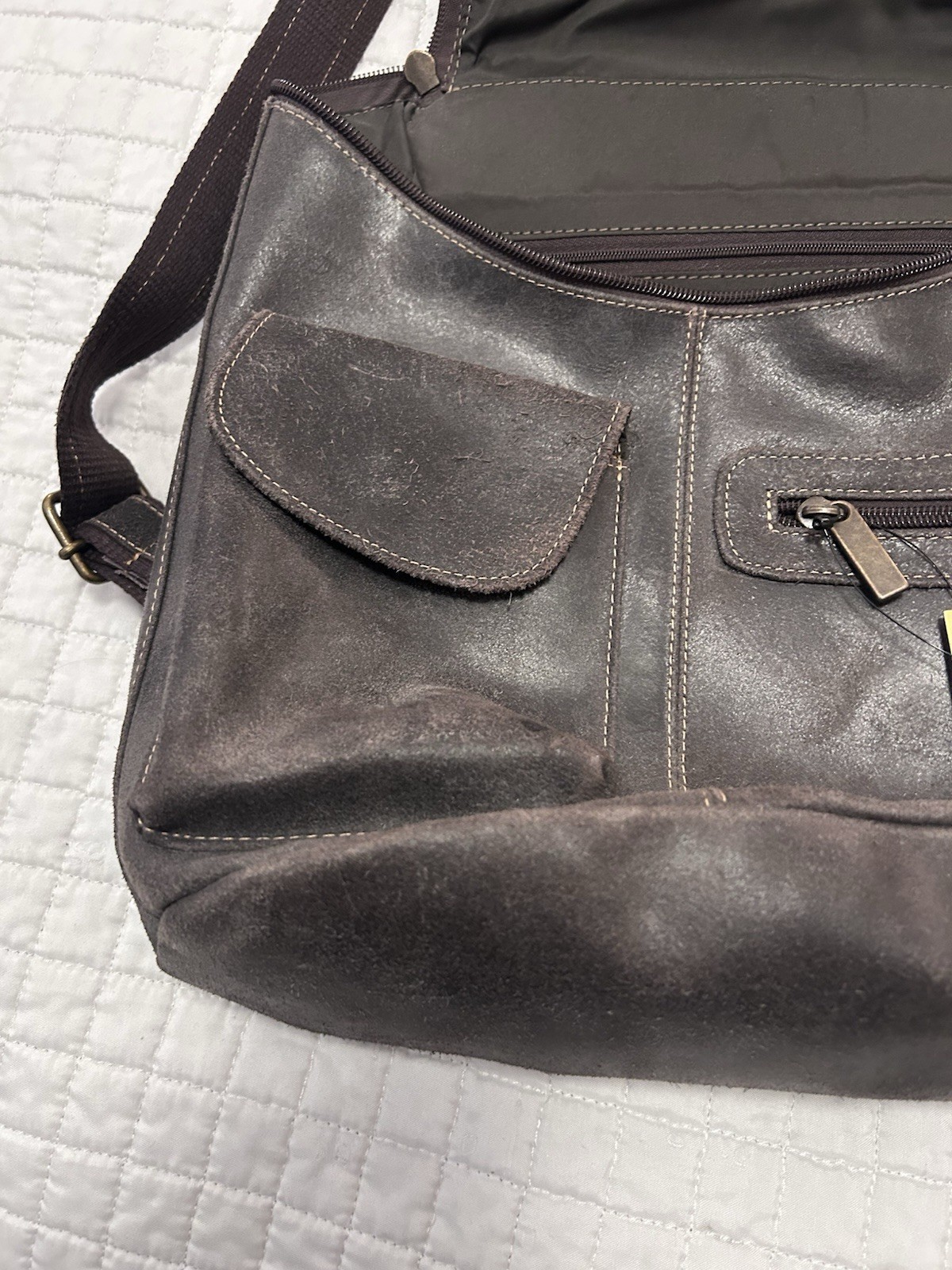 Le Donne Leather Multi-Pocket Backpack Brown NWT
