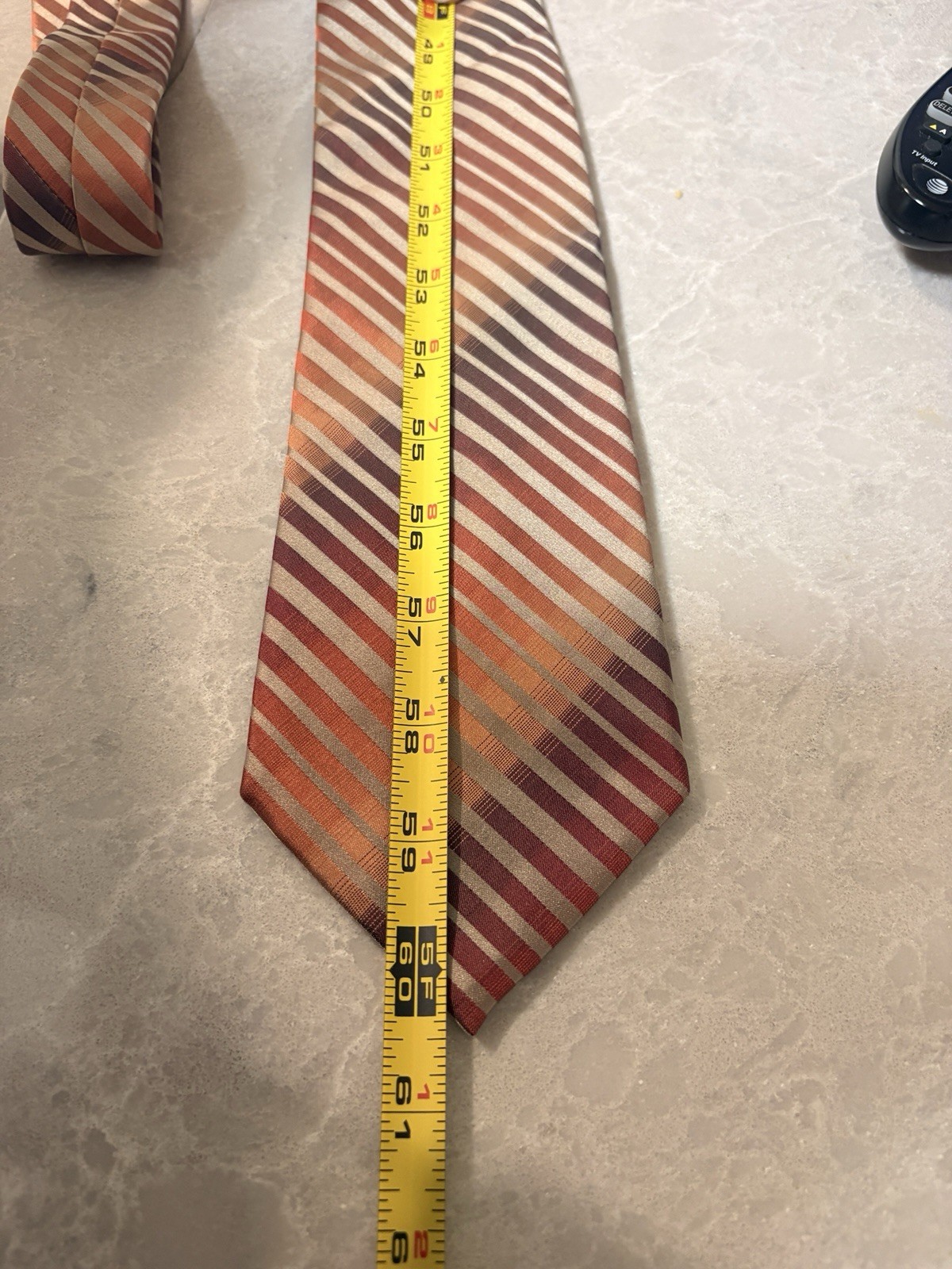 Alfani Orange Ombré Gold 100% Silk Diagonal Striped Tie 3 3/4” wide