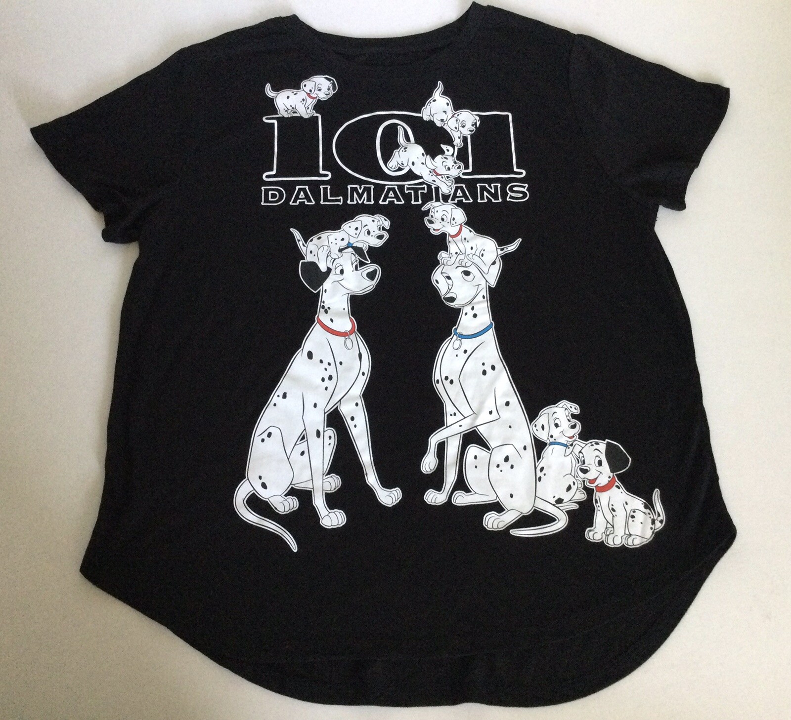 Disney 101 Dalmatians T-Shirt Junior Sz 15-17 / XL Black Short Sleeve