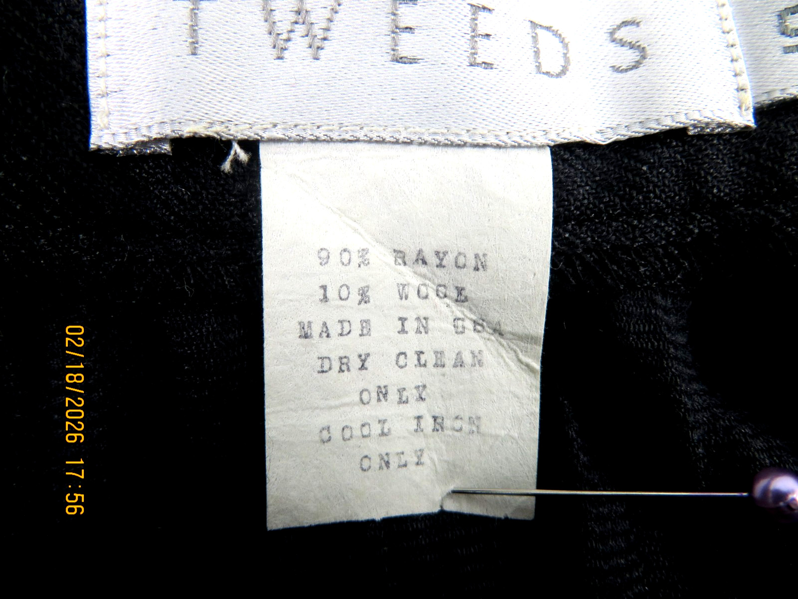 TWEEDS SZ 10 Rayon/Wool Charcoal Crinkled-Crushed Woven Fabric Wide Long Skirt