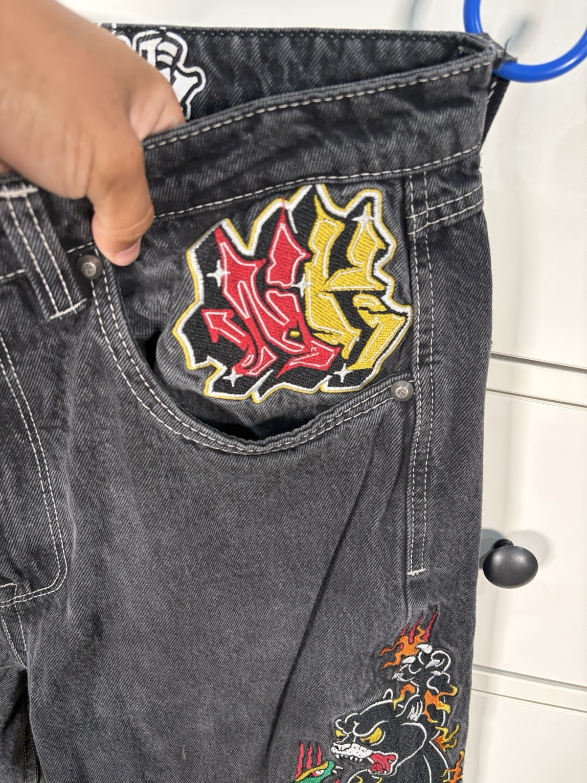 Ninth Hall Japanese Style Embroidery On Ambush Jeans, Size 33 Black Jeans