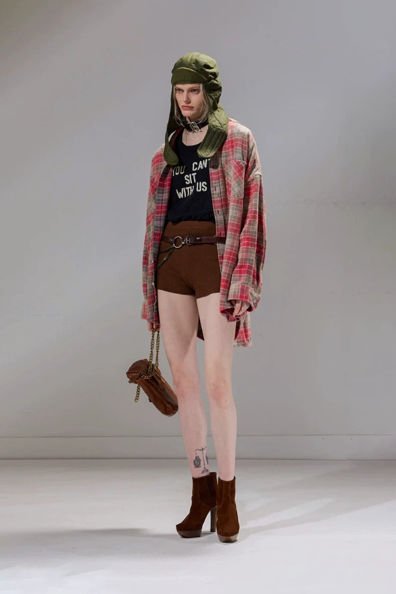 R13 DROP NECK WORKSHIRT Loose-shouldered Stylish Layered Classic Plaid Size S