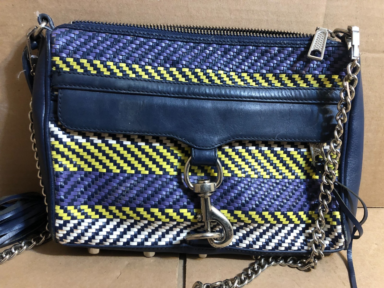 Rebecca Minkoff MAC Clutch Multipurple Rare With Tassle Charm Dust Bag
