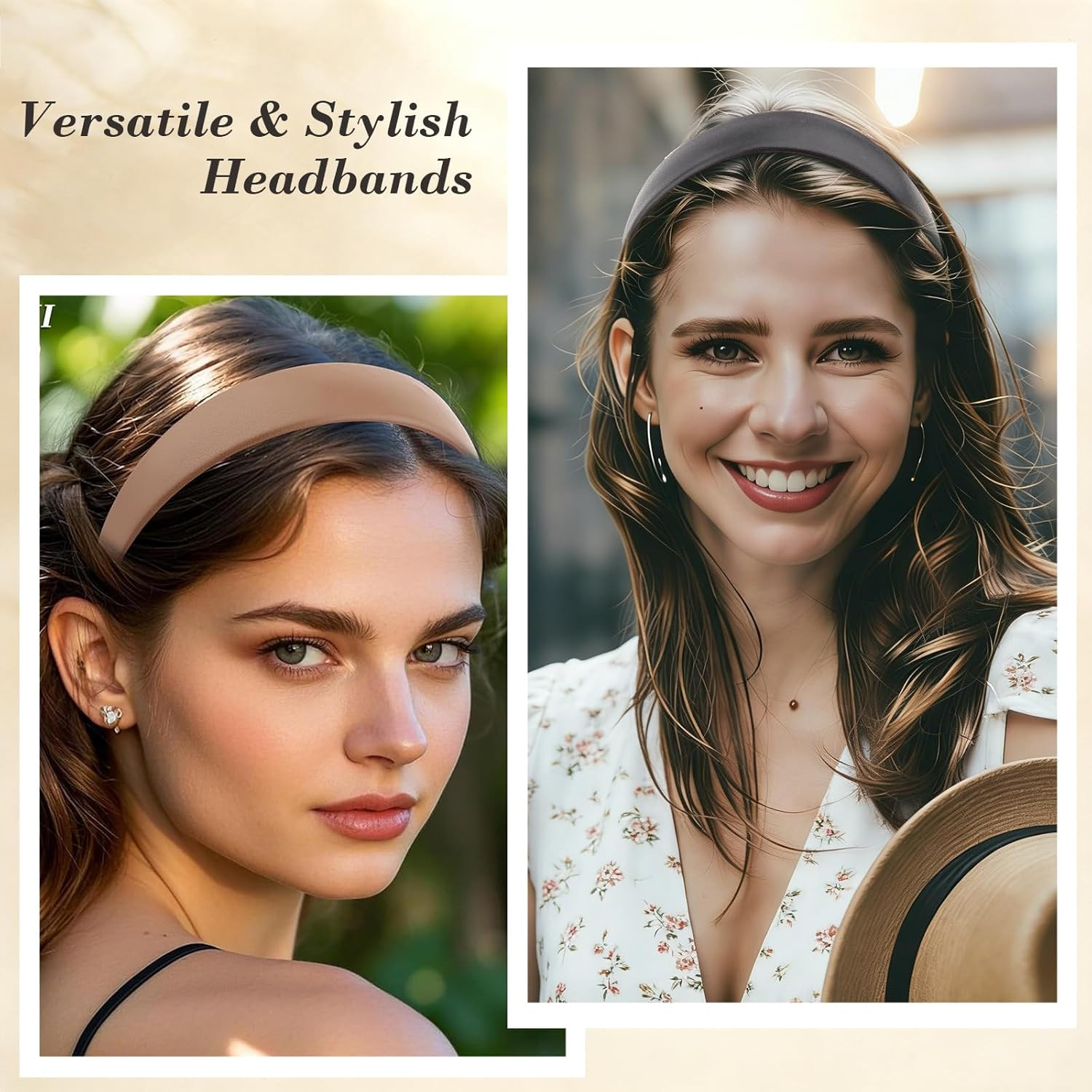 6 PCS Leather Headbands for Women Wide Cute Fashion Padded Headbands Non Slip He