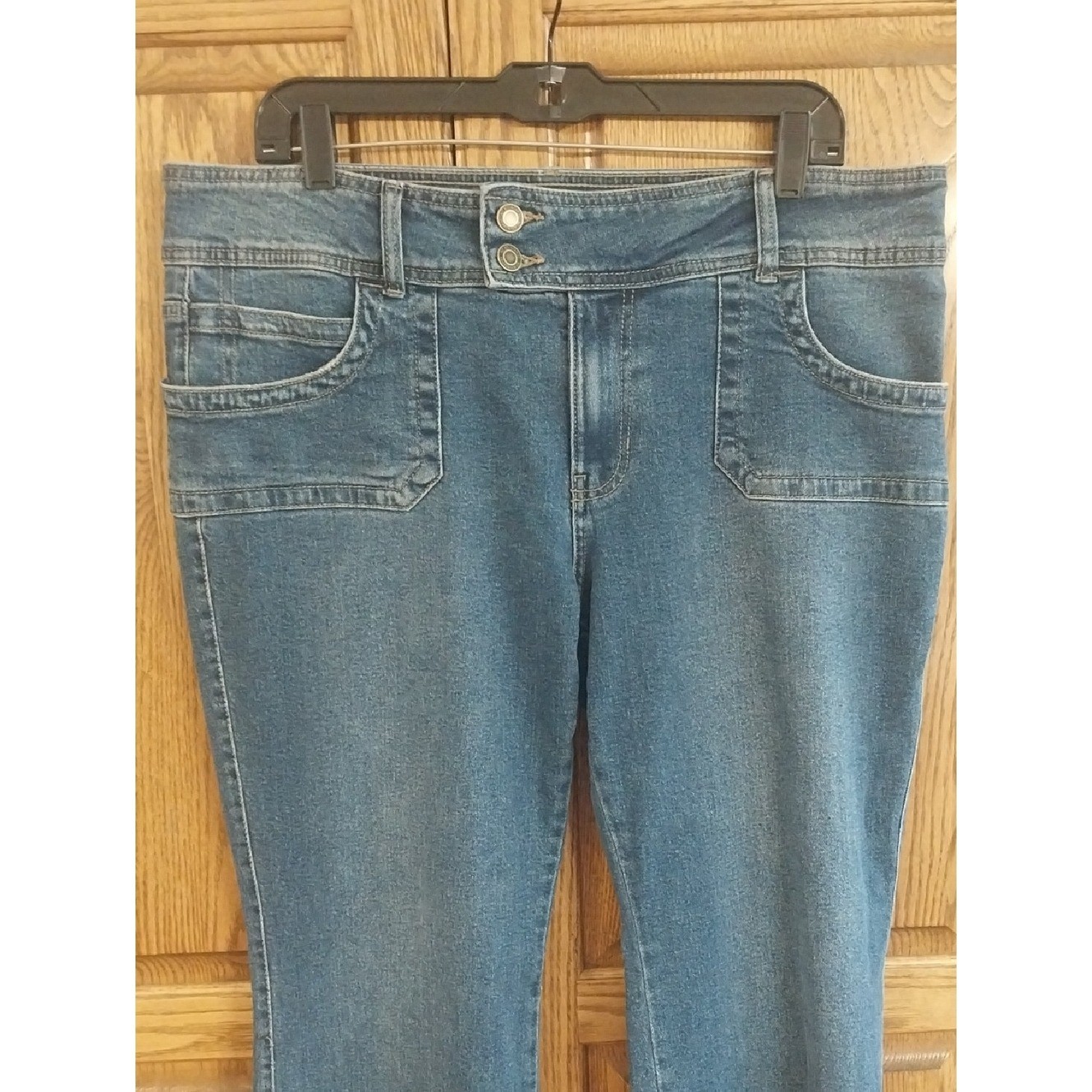 Bootcut NWT Extended Tab Denim Jeans Size 16 Dk Wash 2-Button Zip Fly Y2K Retro