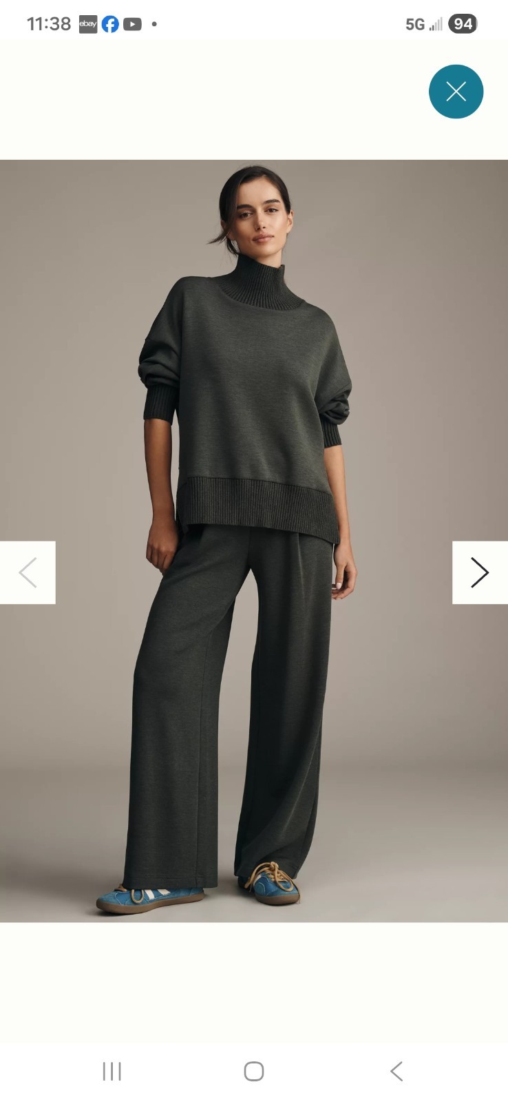 Varley The Extra Wide Leg 29.5 Inch Pants ANTHROPOLOGIE M Olive Marl NWT