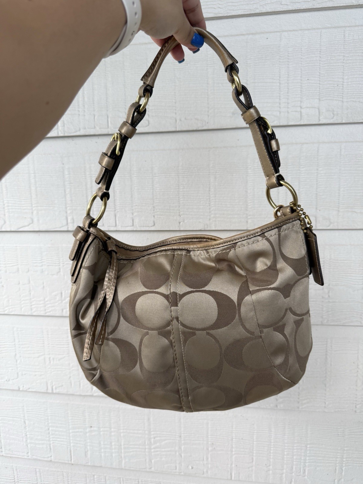 Vintage Y2K Coach Metallic Khaki Shoulder Soho Boho Shoulder Bag