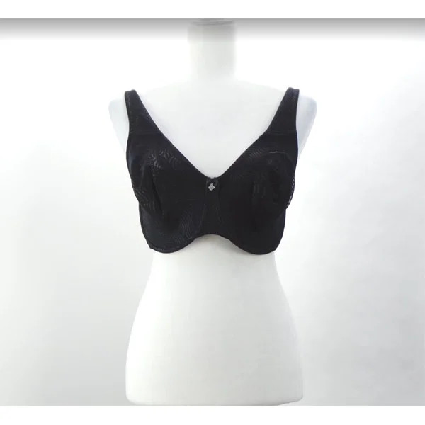 Breezies Jacquard Shine Unlined Underwire Support Bra Black – NEW