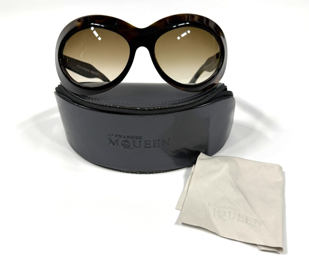 Alexander McQueen AMQ 4082/S Oversized Tortoise Brown Gradient Sunglasses Women