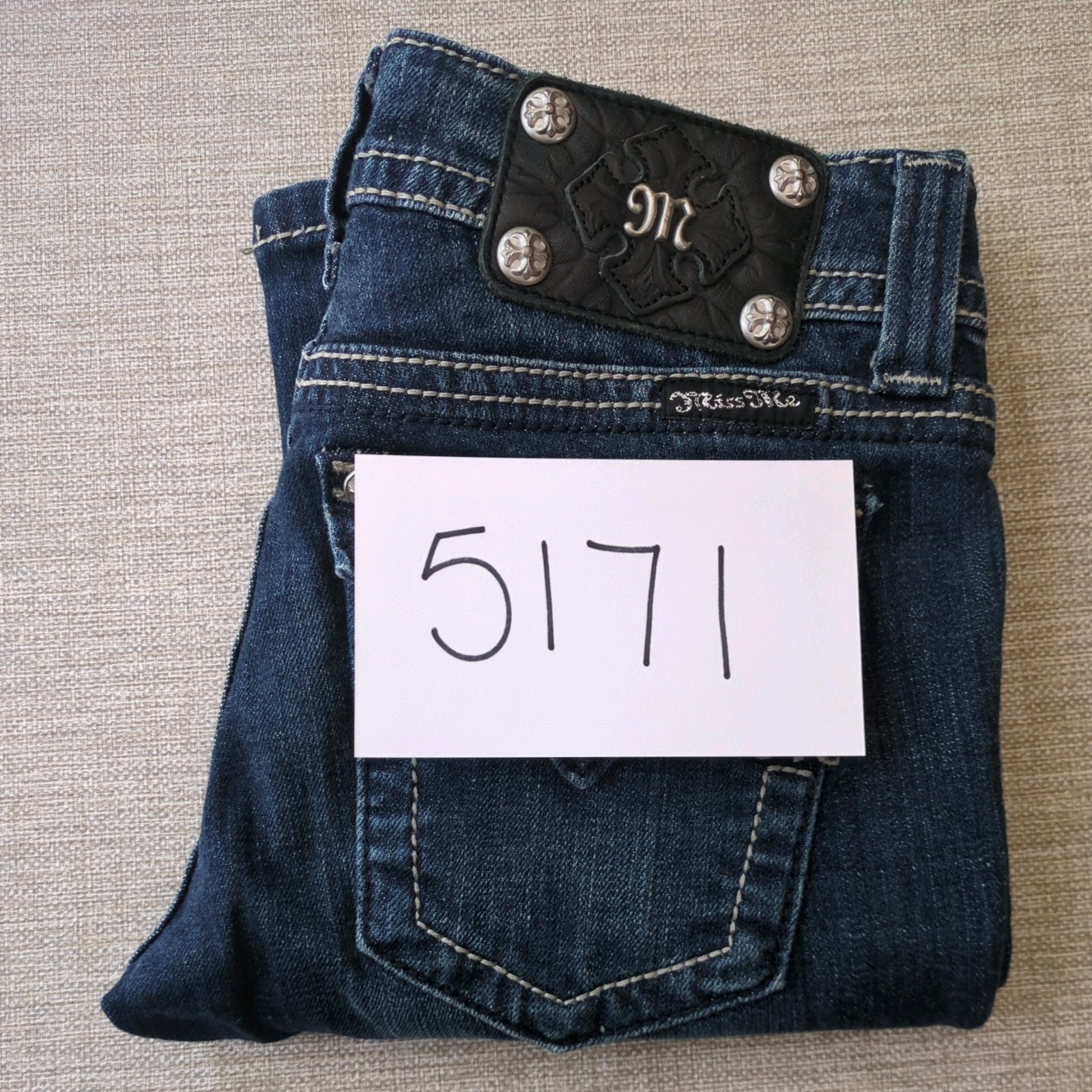 Miss Me Boot Cut Blue Jeans Women’s 26×29.5 Flap Wing Pockets JP514BR Low Rise