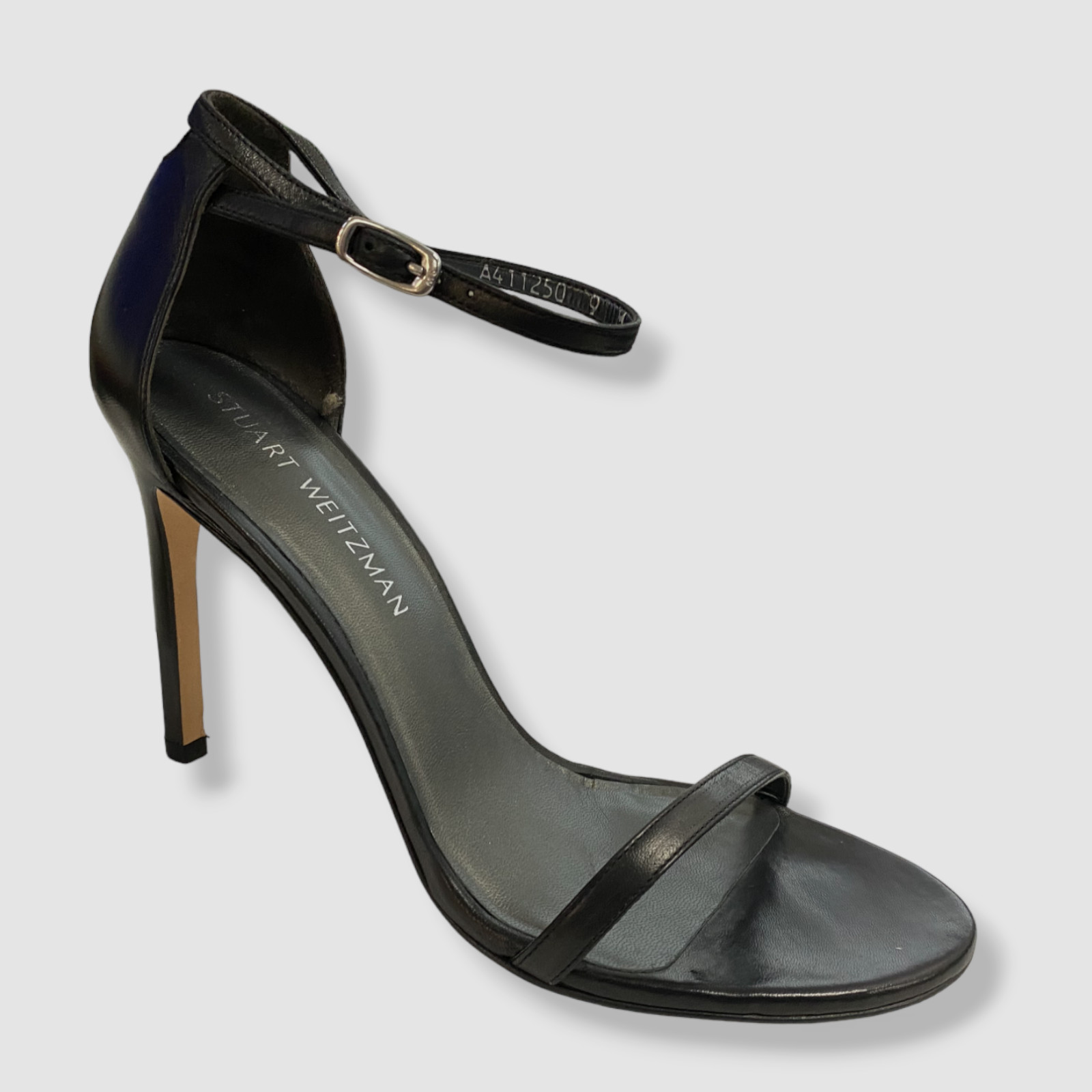 $475 Stuart Weitzman Women’s Black Nudistcurve Leather Sandal Shoes EU 40/US 9.5