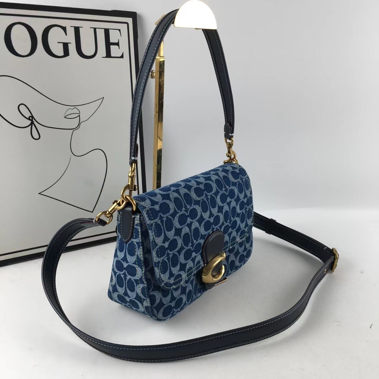 Model Number CA105 Soft Tabby Shoulder Signature Denim Leather Blue Outlet