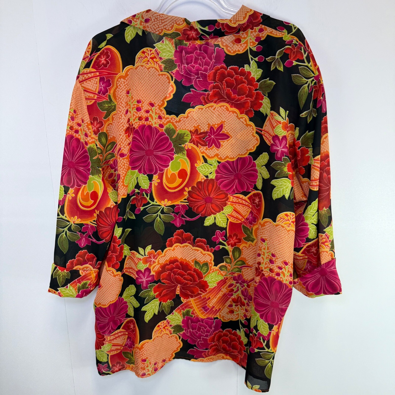 Options by Delta Burke Floral Button Down Blouse Size 1X Tropical Resortwear NEW