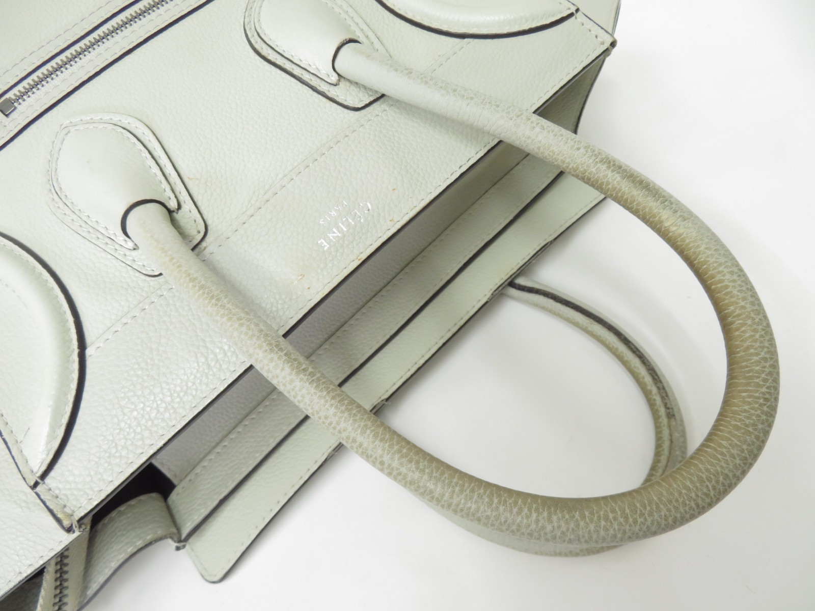 Authentic CELINE Luggage Micro Shopper Suede Leather Hand Bag I#52910
