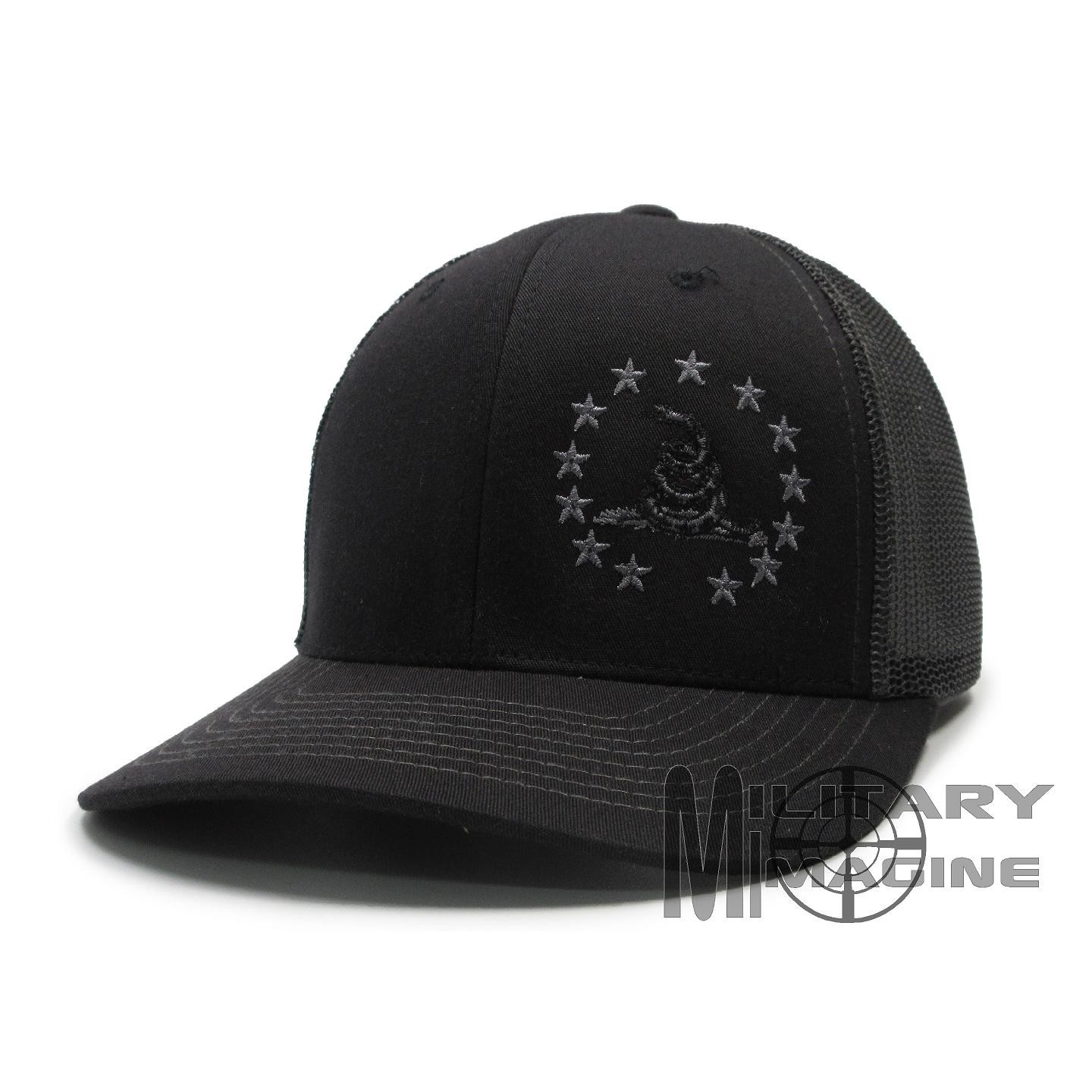 Snake Rattlesnake Betsy Ross 2A Black /Charcoal hat cap Trucker Mesh Snapback